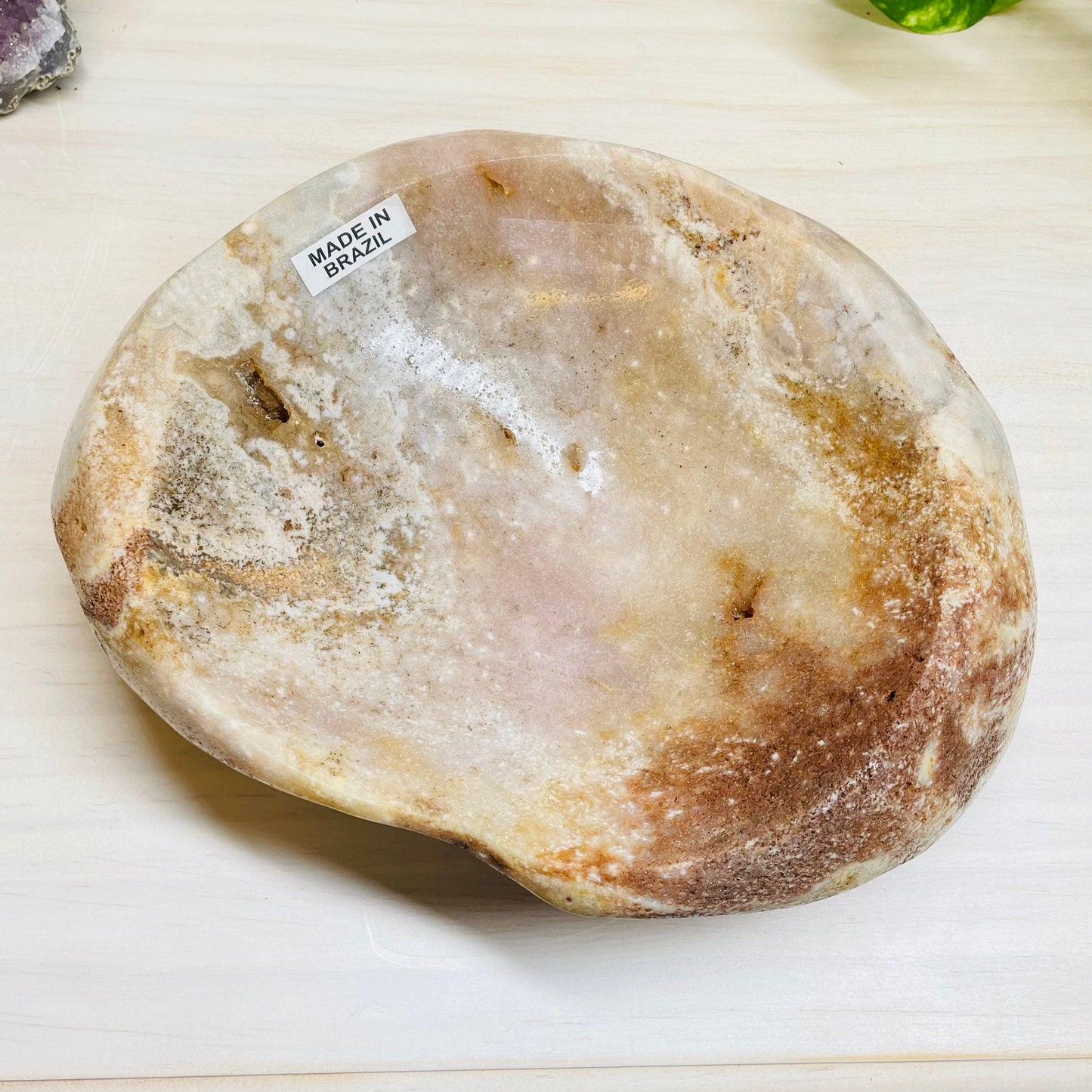 top view of the bowl showing the indent where you can store your jewelry or pocket stones 