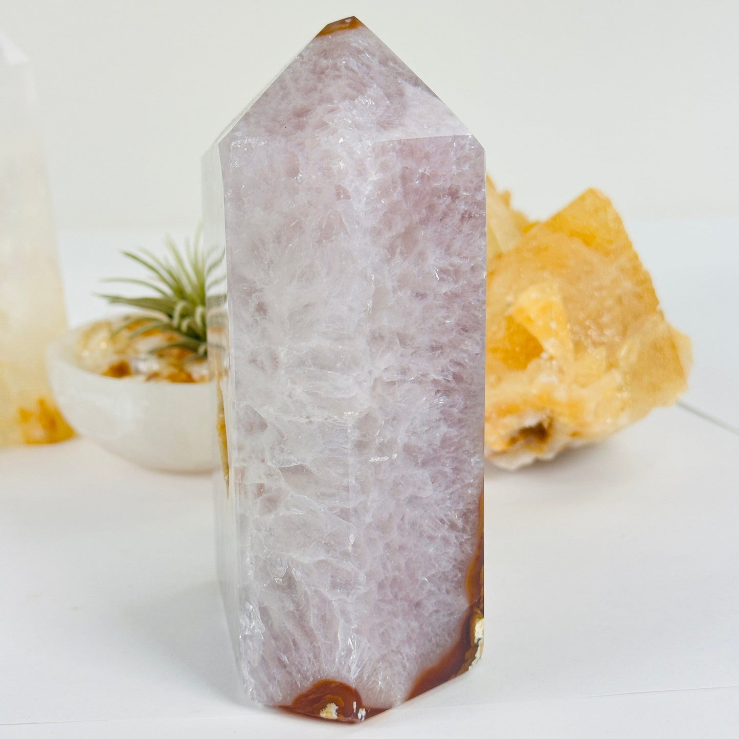 Agate Amethyst Druzy Geode Polished Crystal Point - One-of-a-Kind #2 side view