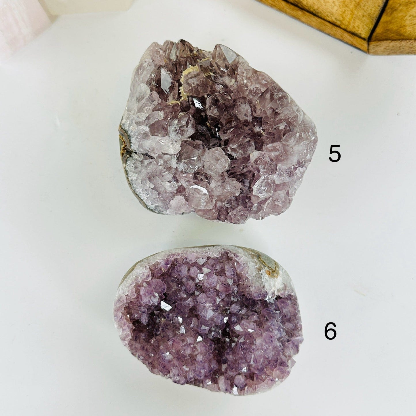 amethyst with decorations in the background