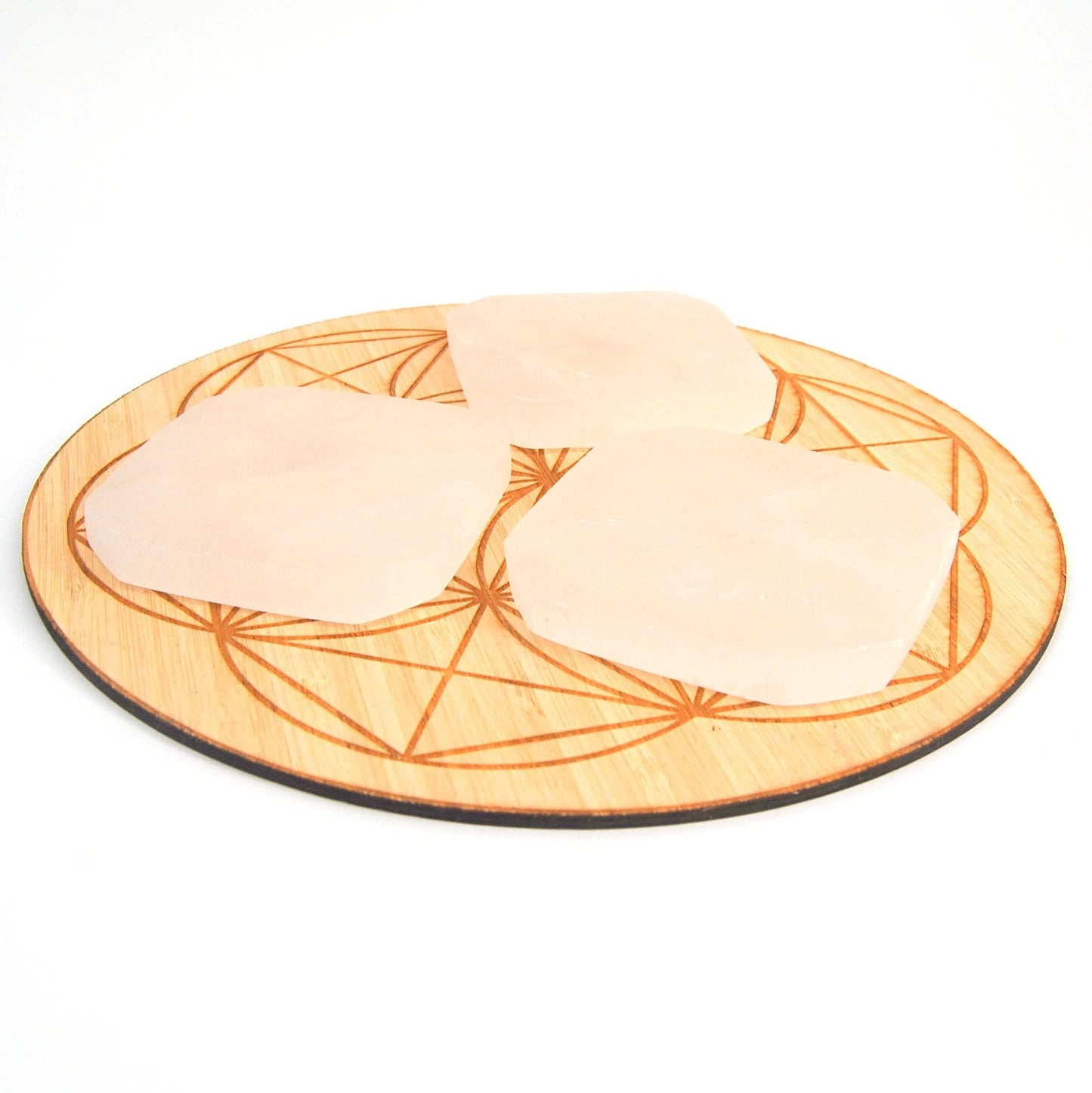 side view of selenite charging plates on display for thickness