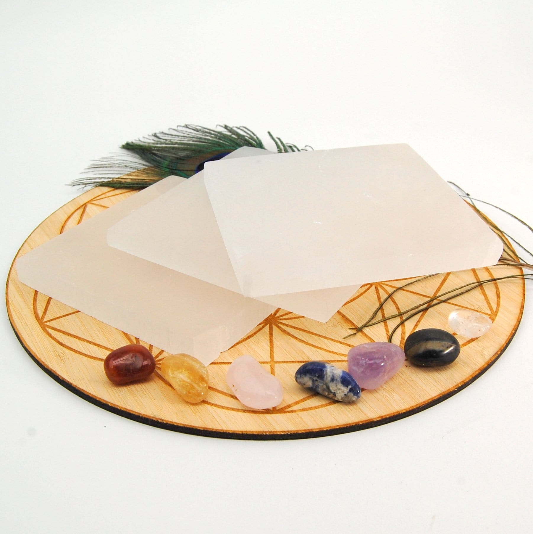 side view of square selenite charging plates for thickness