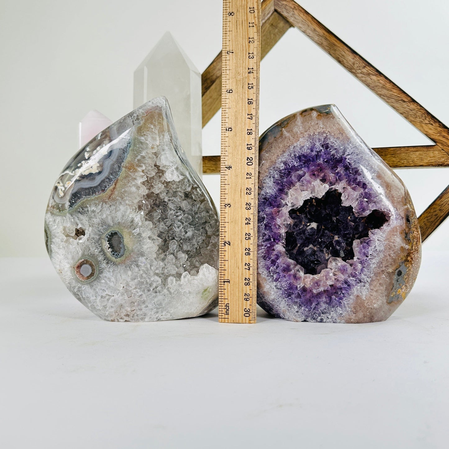 amethyst with decorations in the background