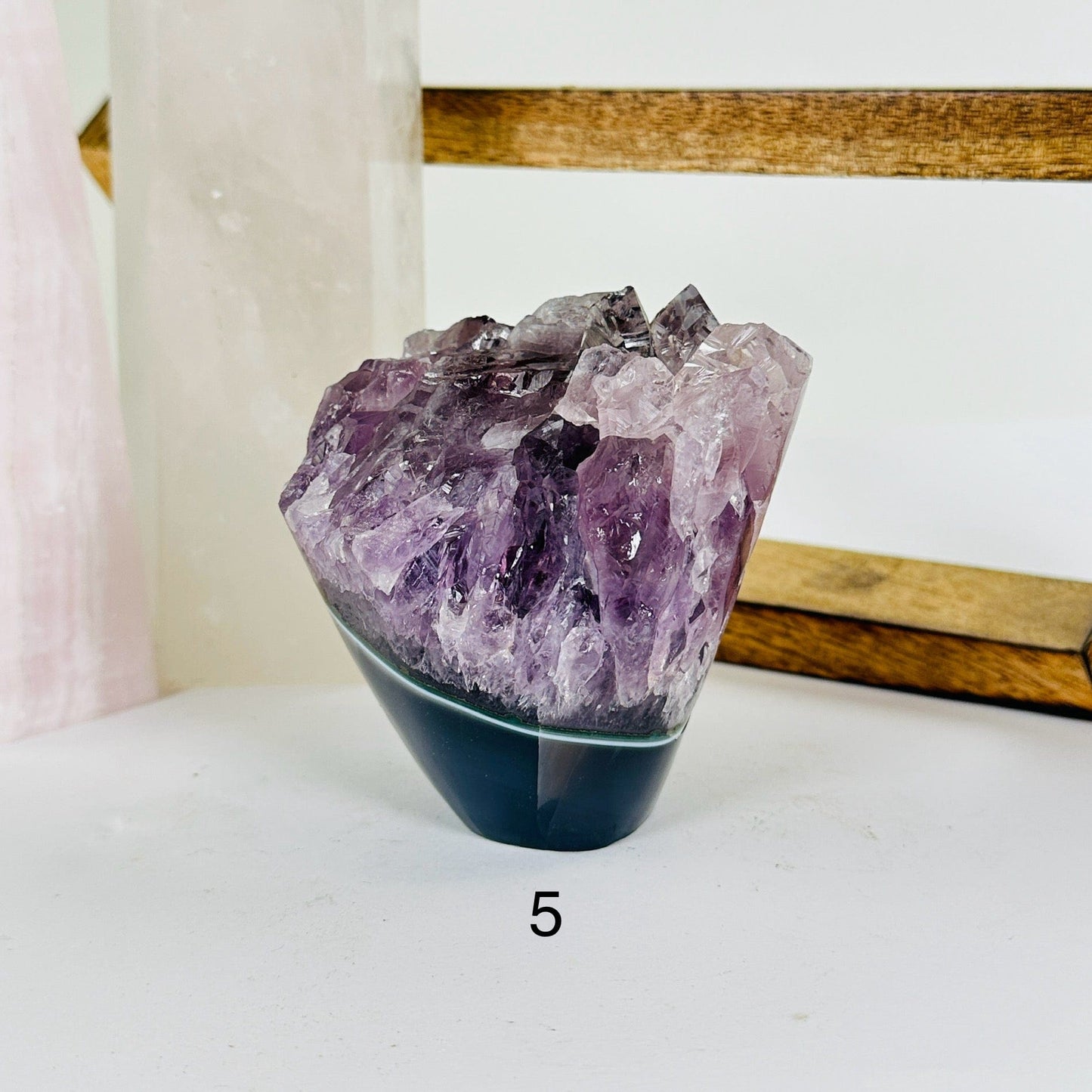 amethyst with decorations in the background