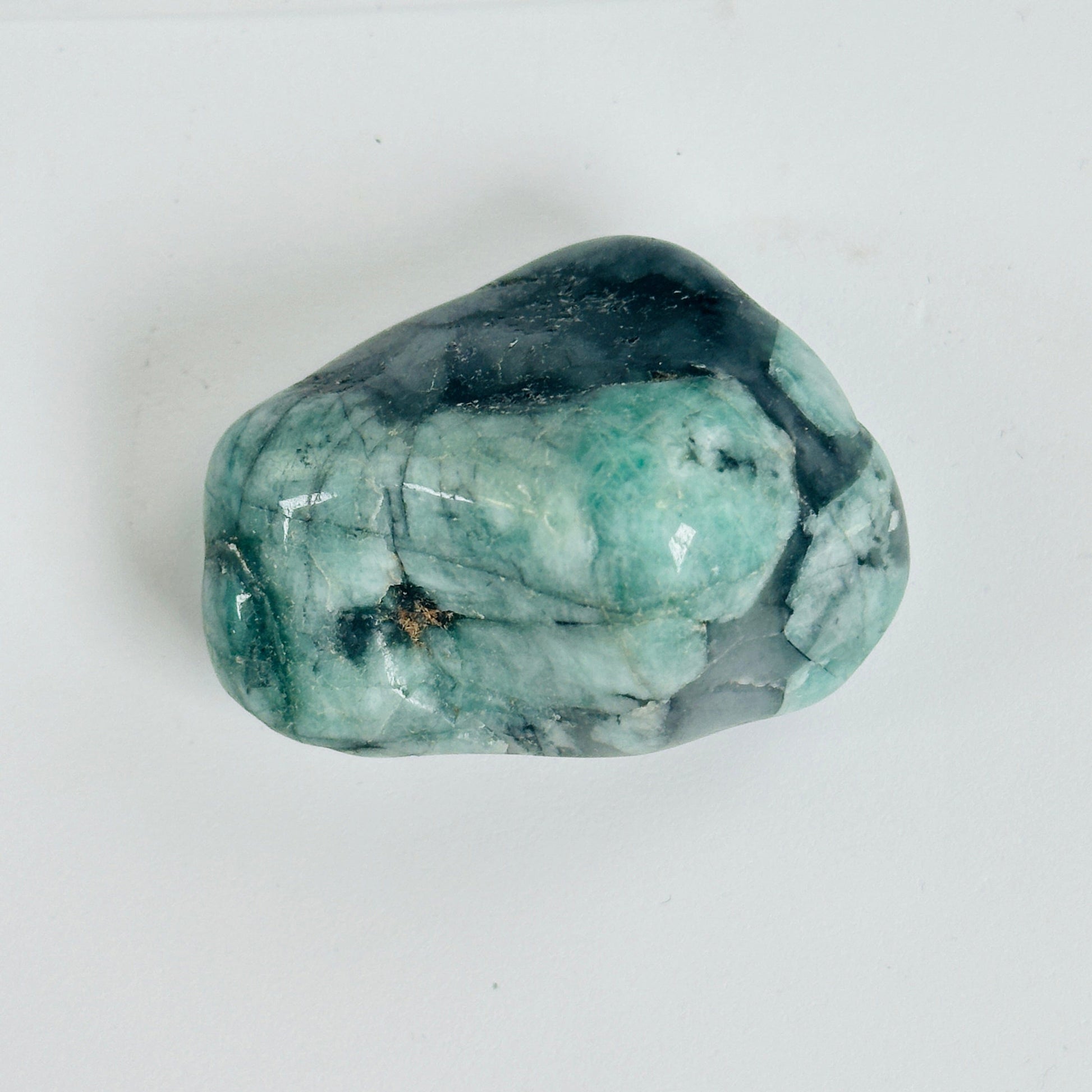 Emerald Crystal Large Tumbled Stone - By the Piece one shown on white background