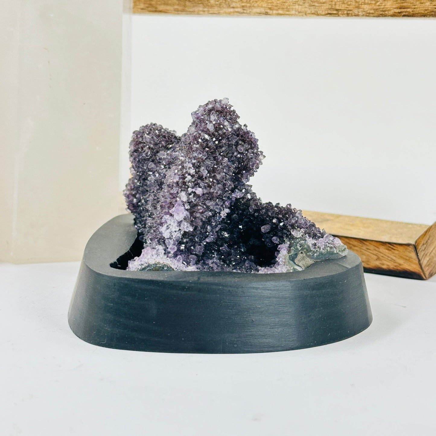 amethyst with decorations in the background