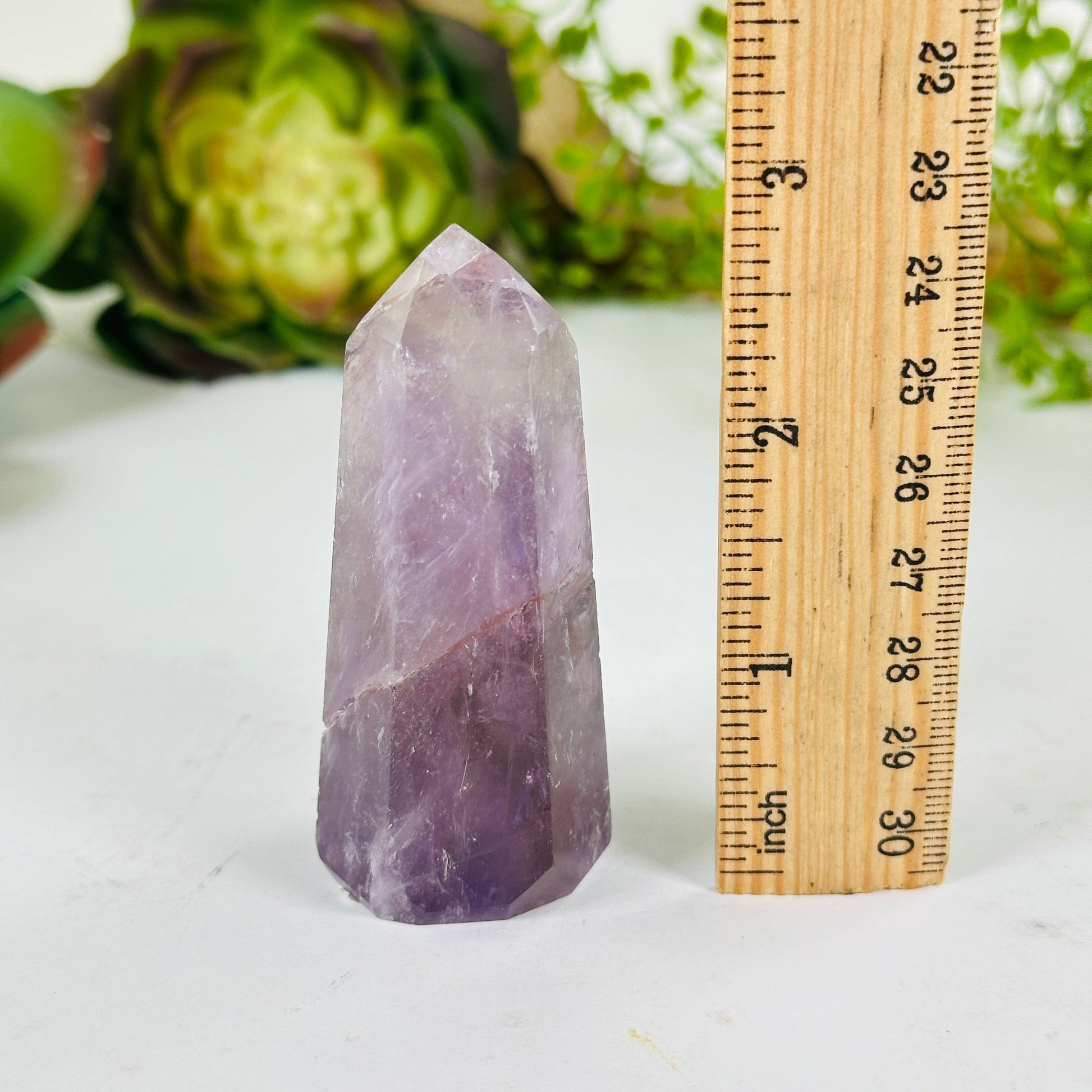 Amethyst Polished Crystal Point - One-of-a-Kind #2 with ruler for size reference