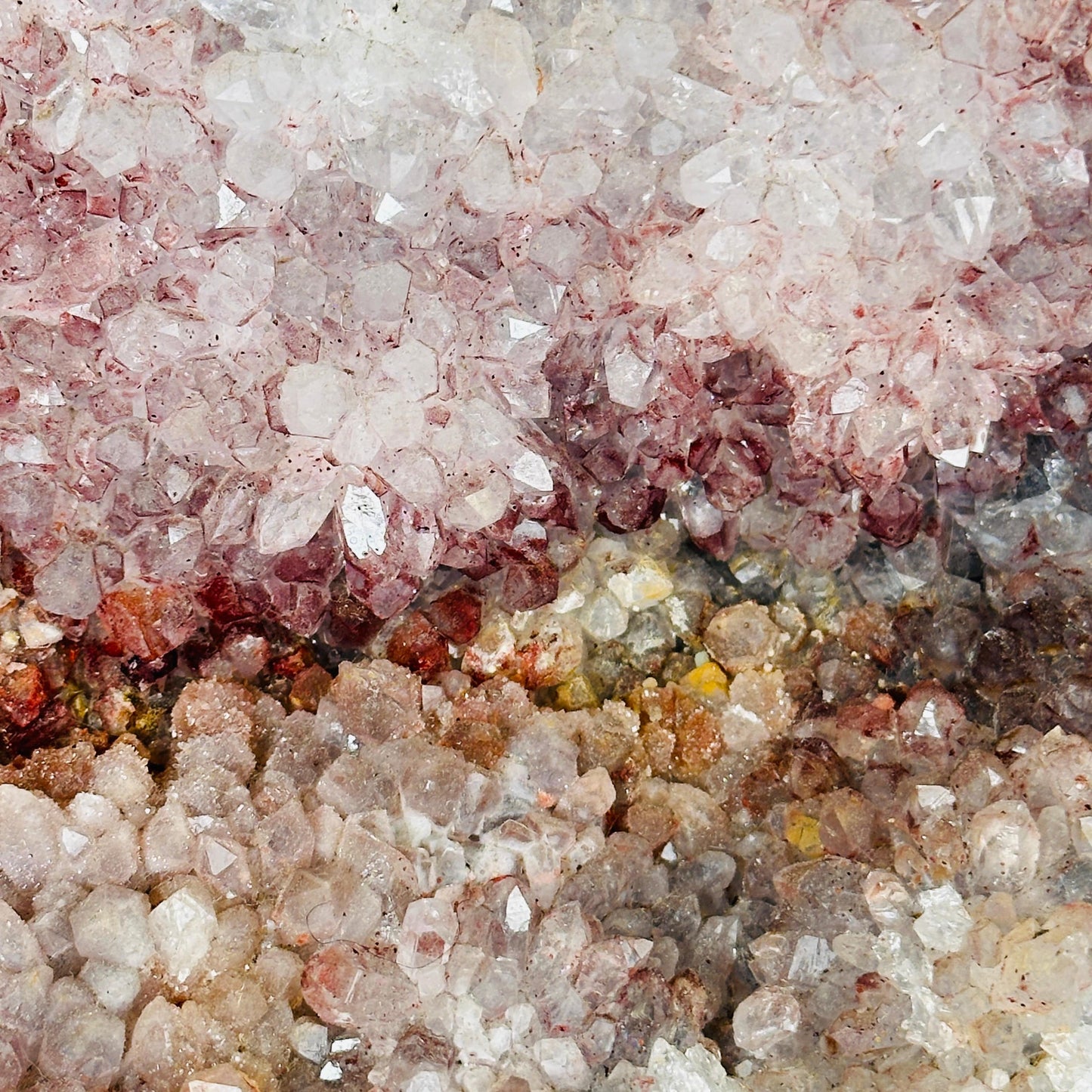 Gray Amethyst Large Crystal Cluster with Hematite and Calcite - One-of-a-Kind closeup for detail