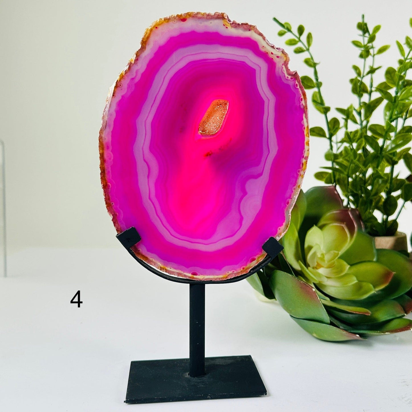 Pink Agate Crystal Slice on Stand - You Choose variant 4 labeled