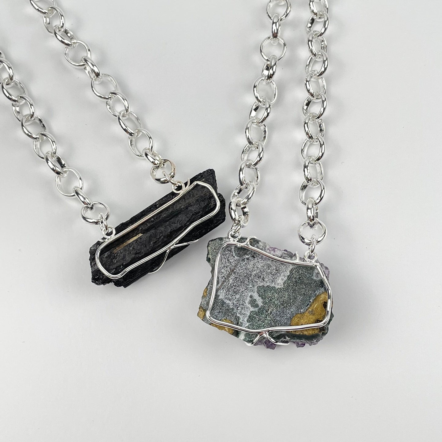 Statement Power Stone Necklace - Natural Crystal Pendant Necklace Choose Stone