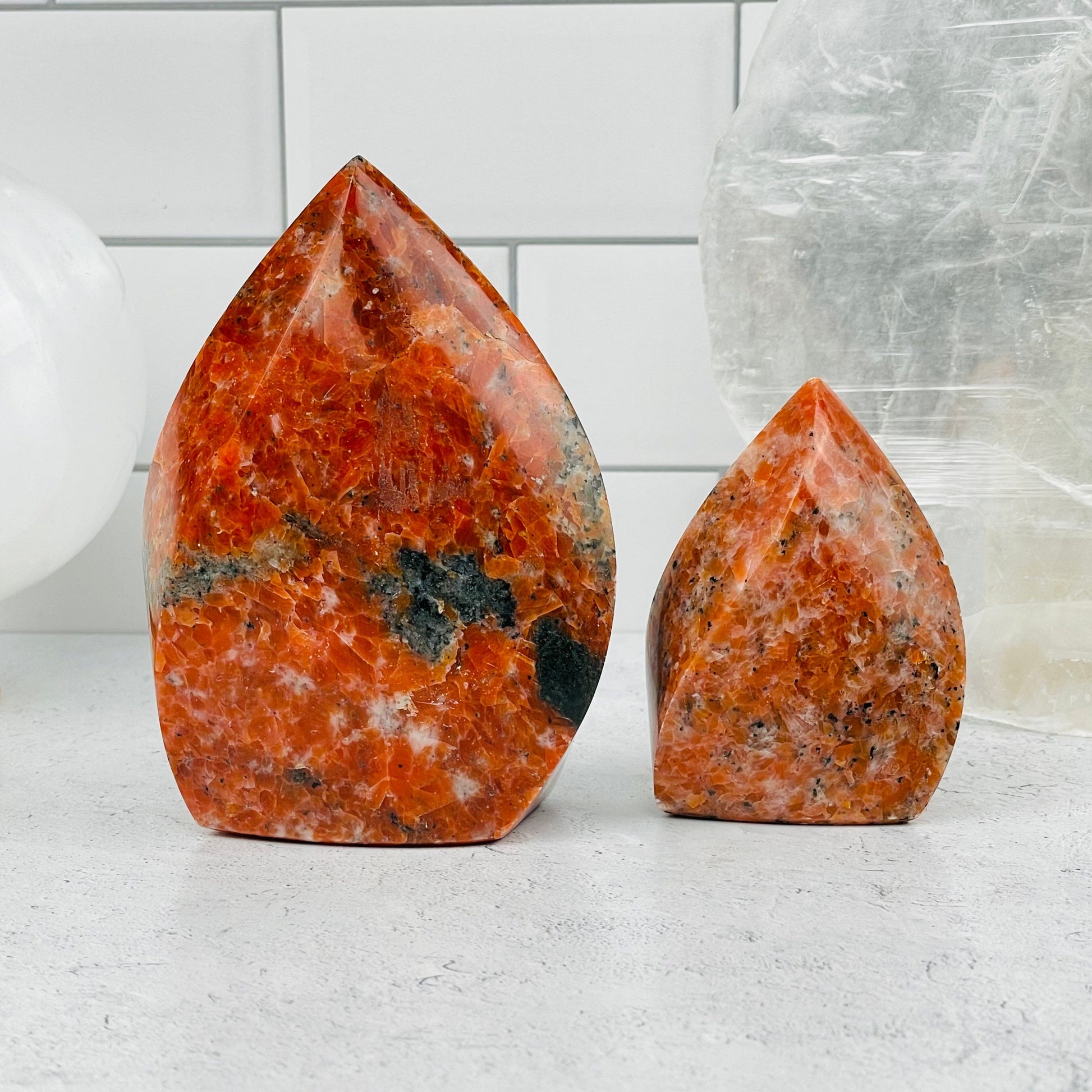 two flame towers displayed as home decor 