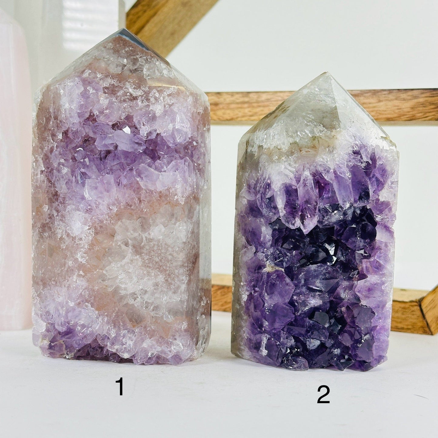 amethyst with decorations in the background