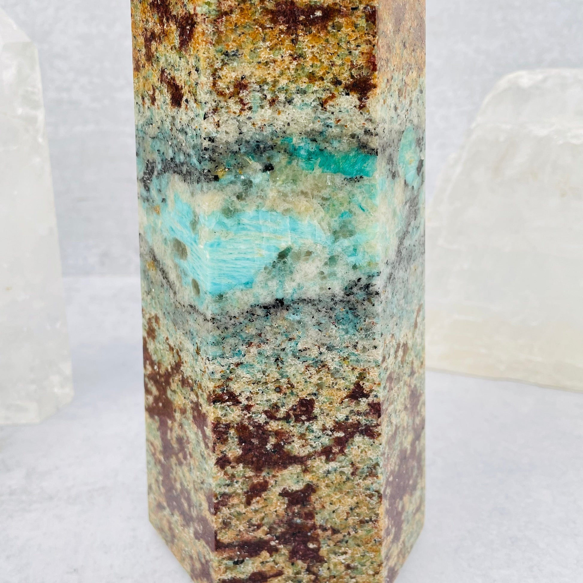 close up of a section of amazonite 