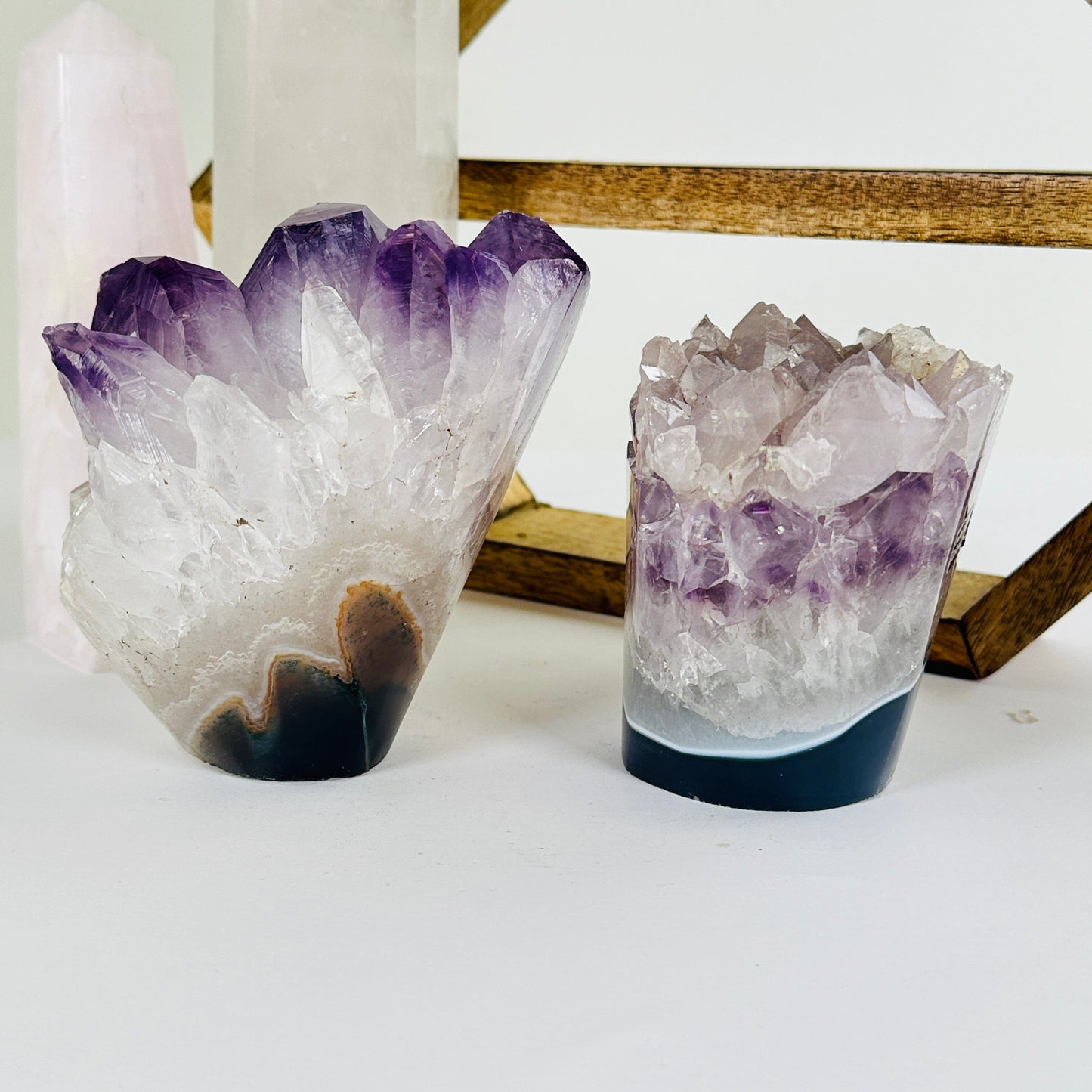 amethyst with decorations in the background
