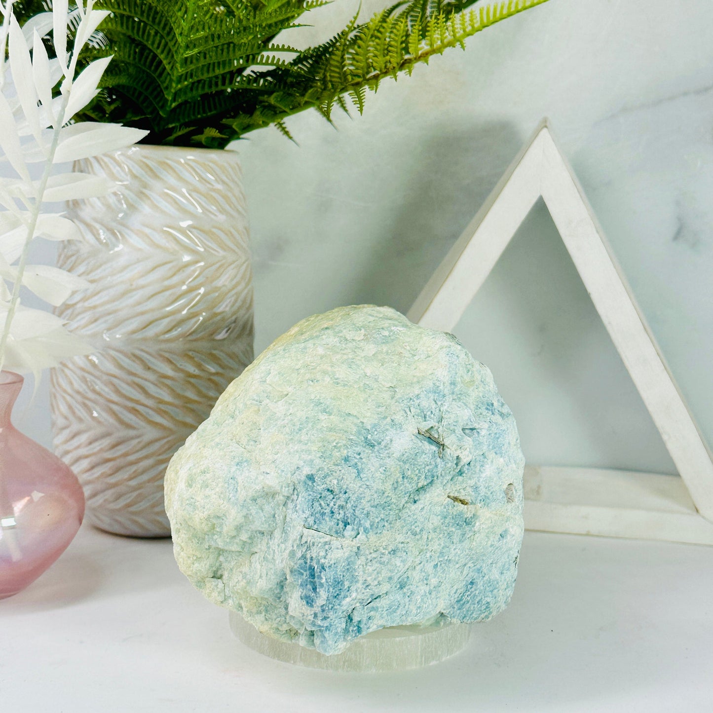 Aquamarine with Mica - rough natural crystal side view