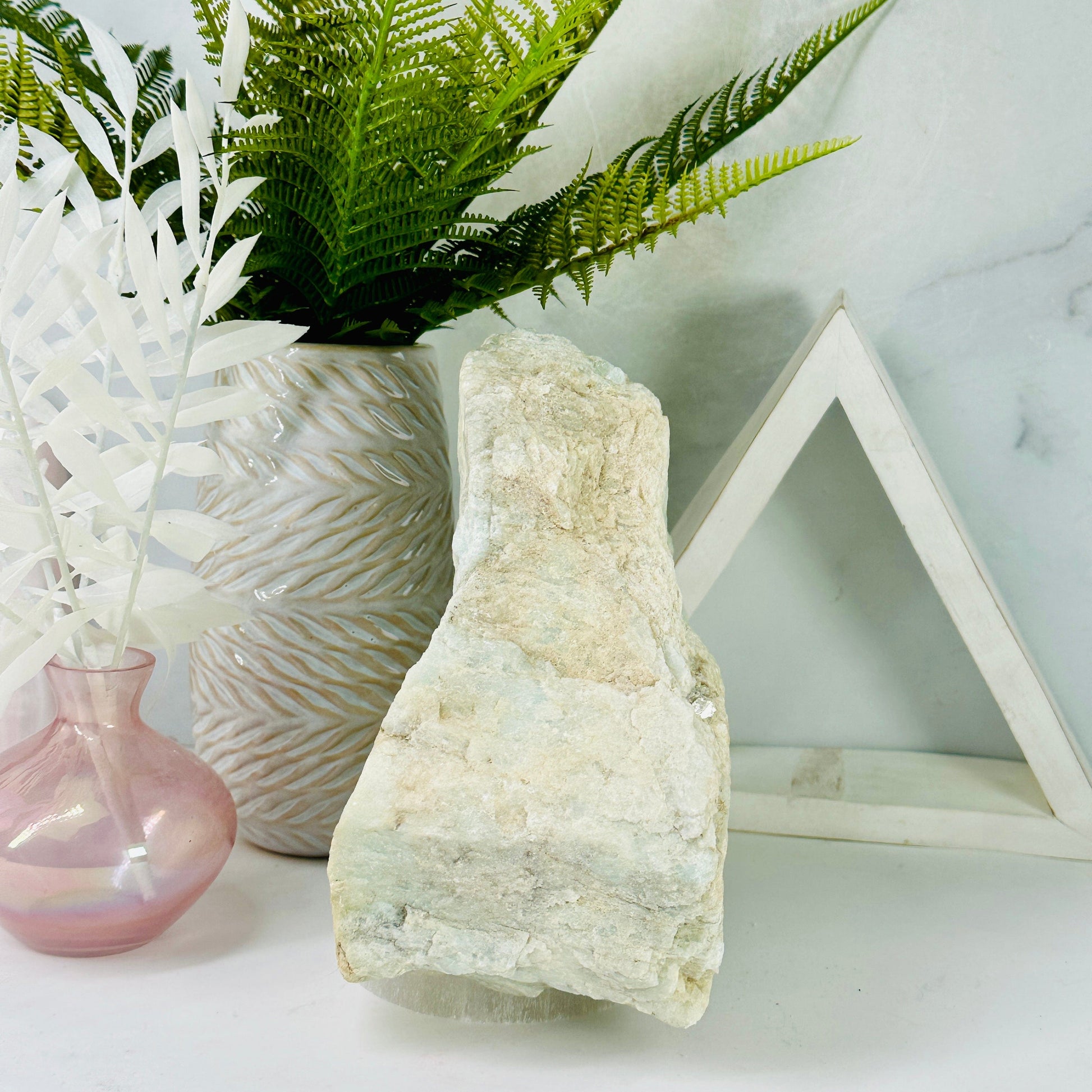 Aquamarine with Mica - large rough natural crystal side view