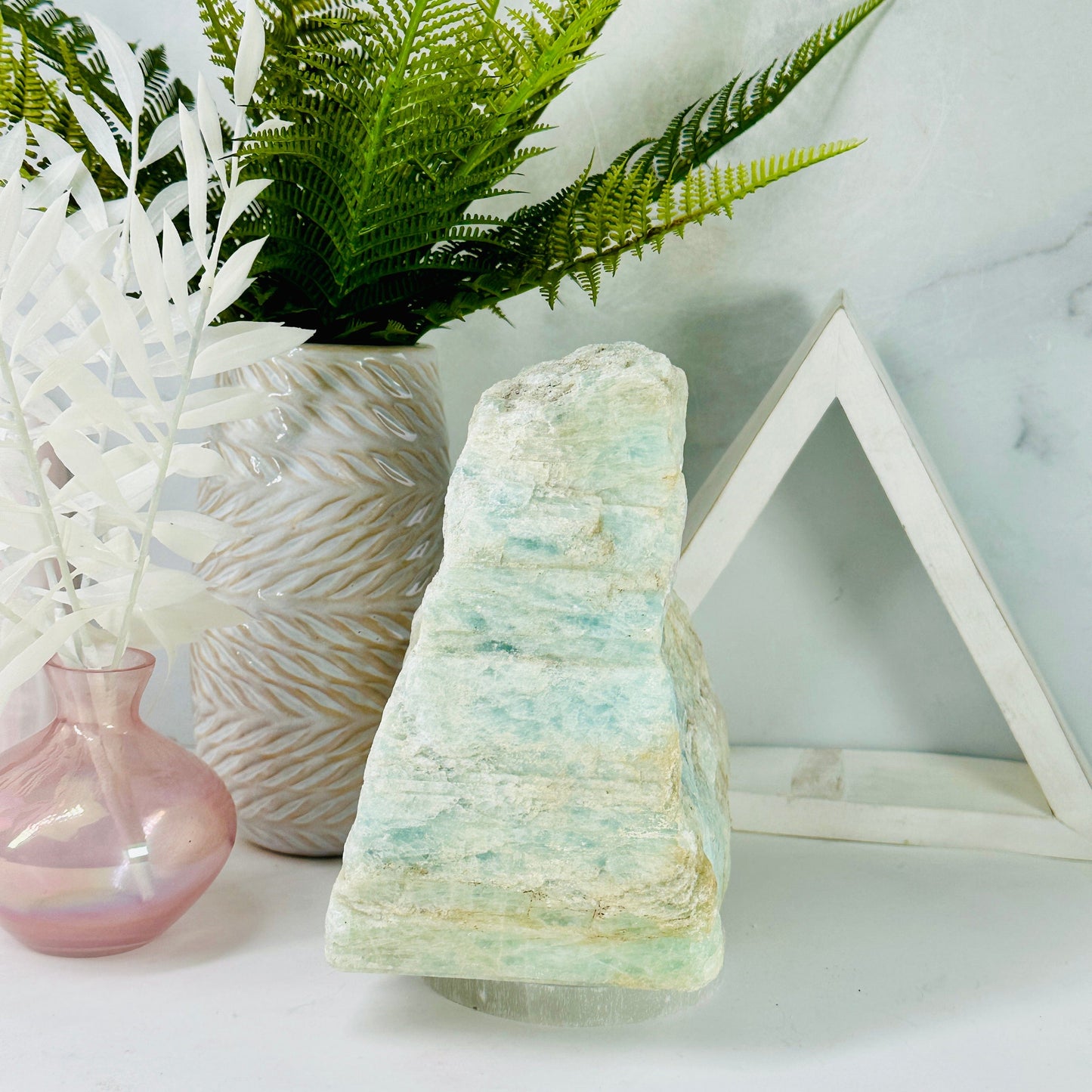 Aquamarine with Mica - large rough natural crystal side view