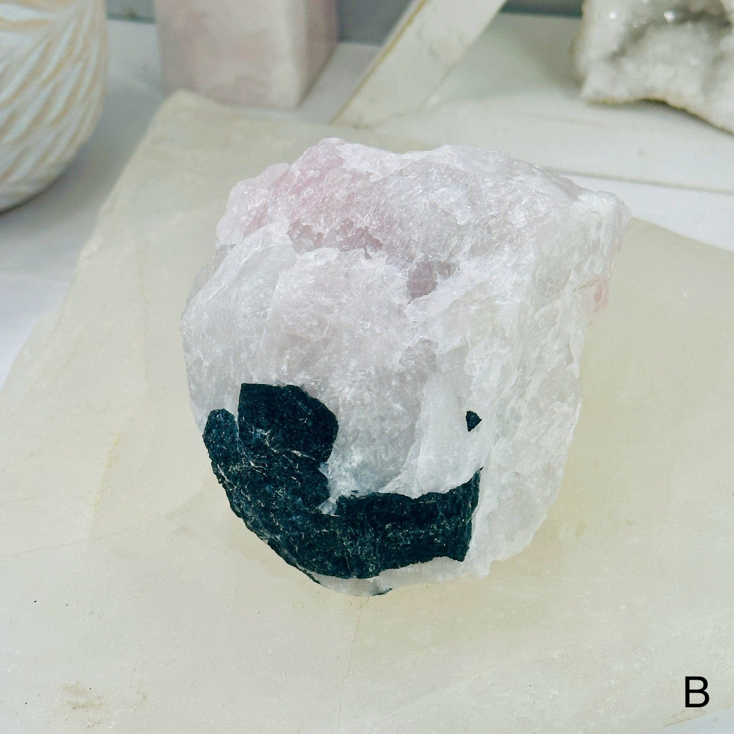 Black Tourmaline on Rose Quartz Matrix - You Choose - variant B labeled