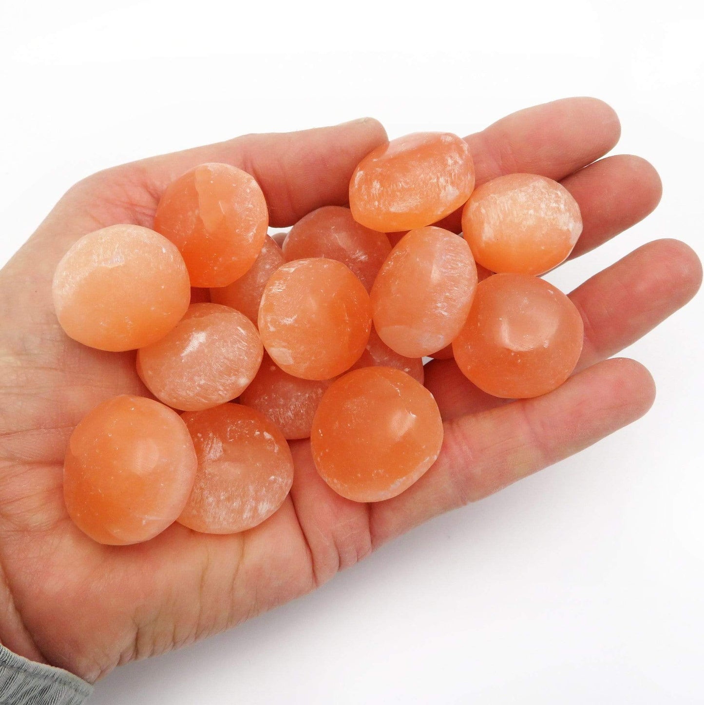 Orange Selenite Tumbled Stones - 1 lb Bulk Freeform Crystals