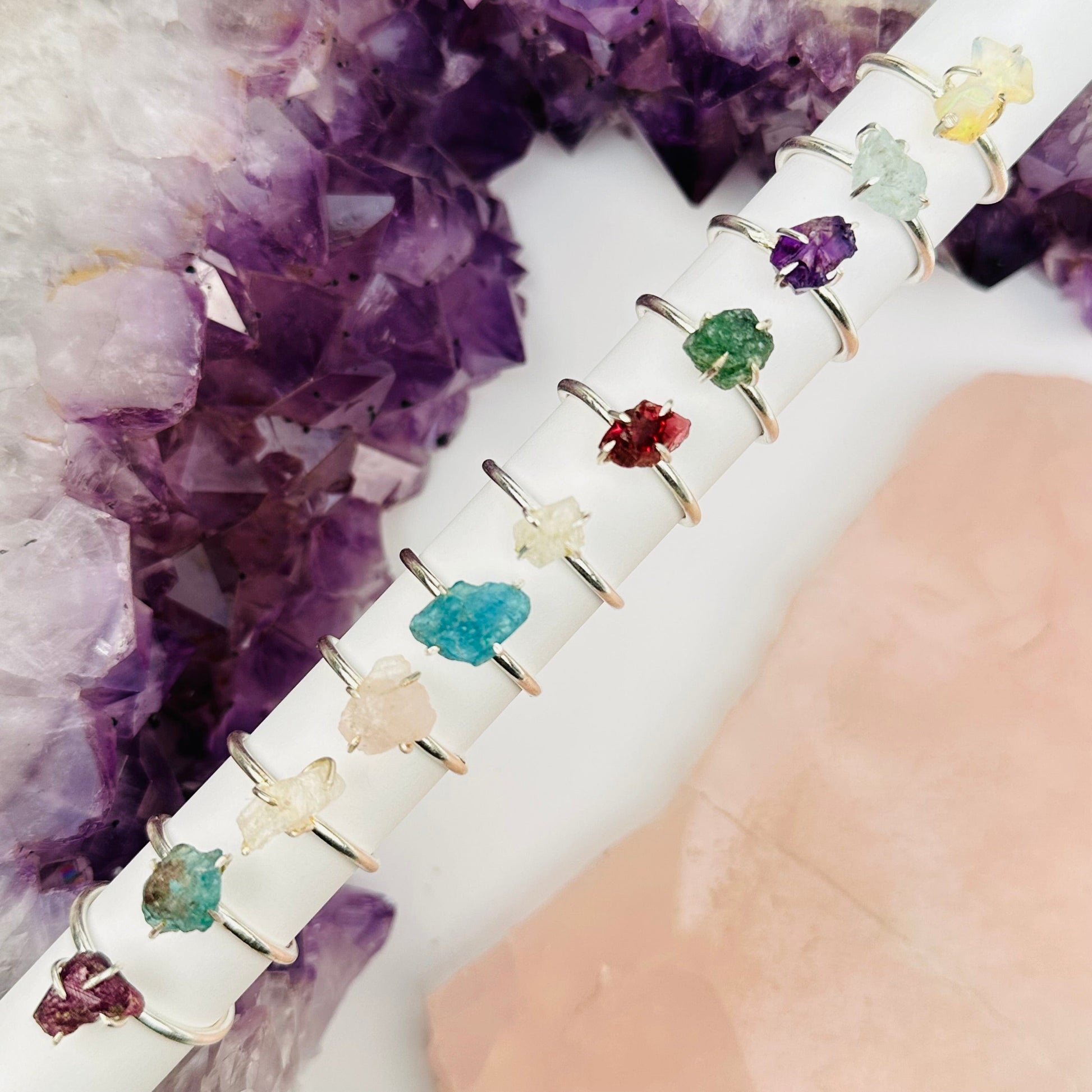gemstone rings come in sterling silver 