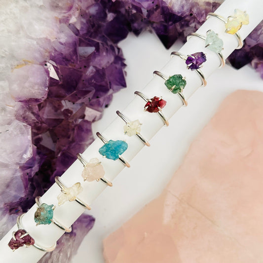 gemstone rings come in sterling silver 