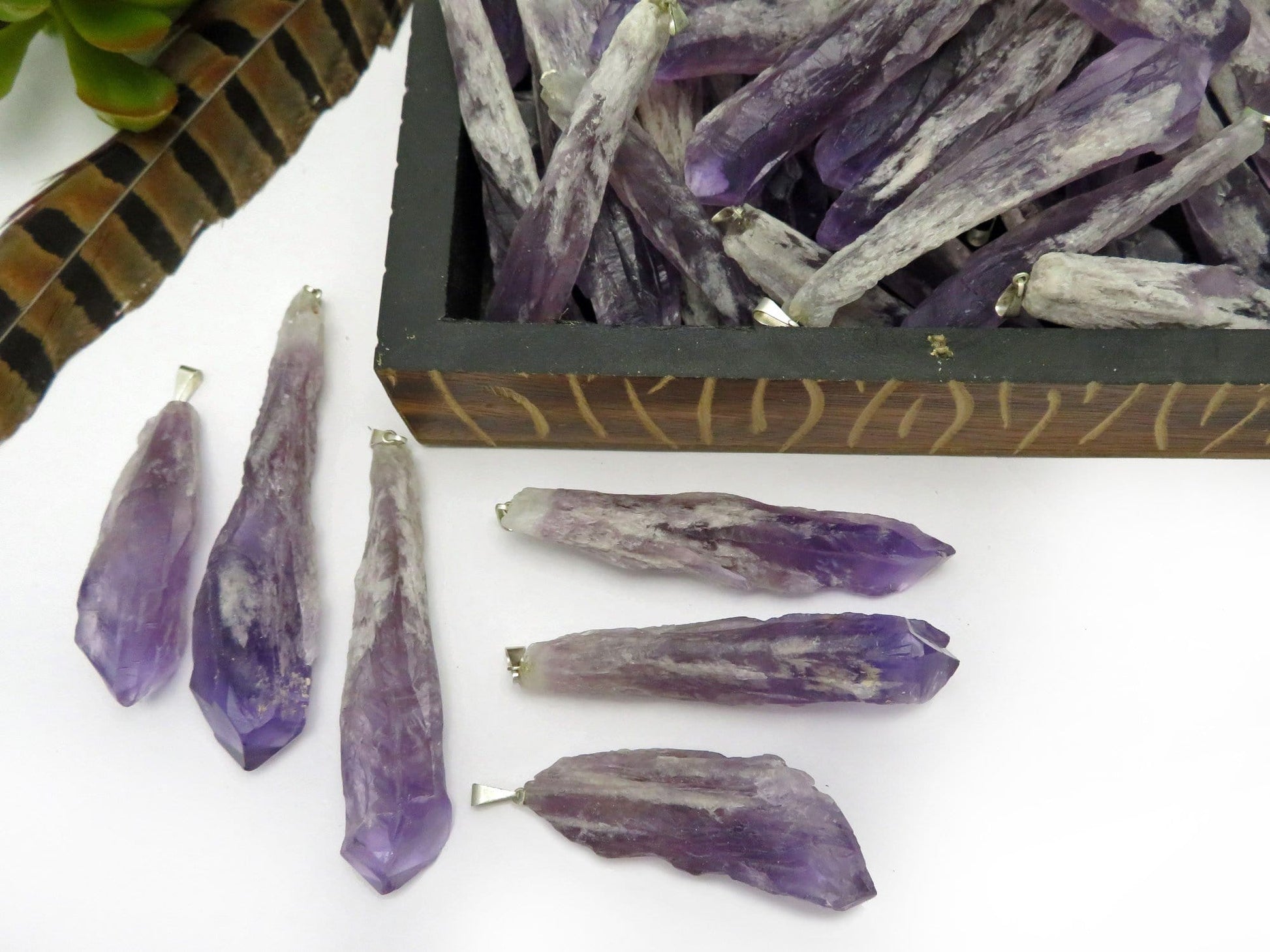 pendants displayed to show the different color shades 