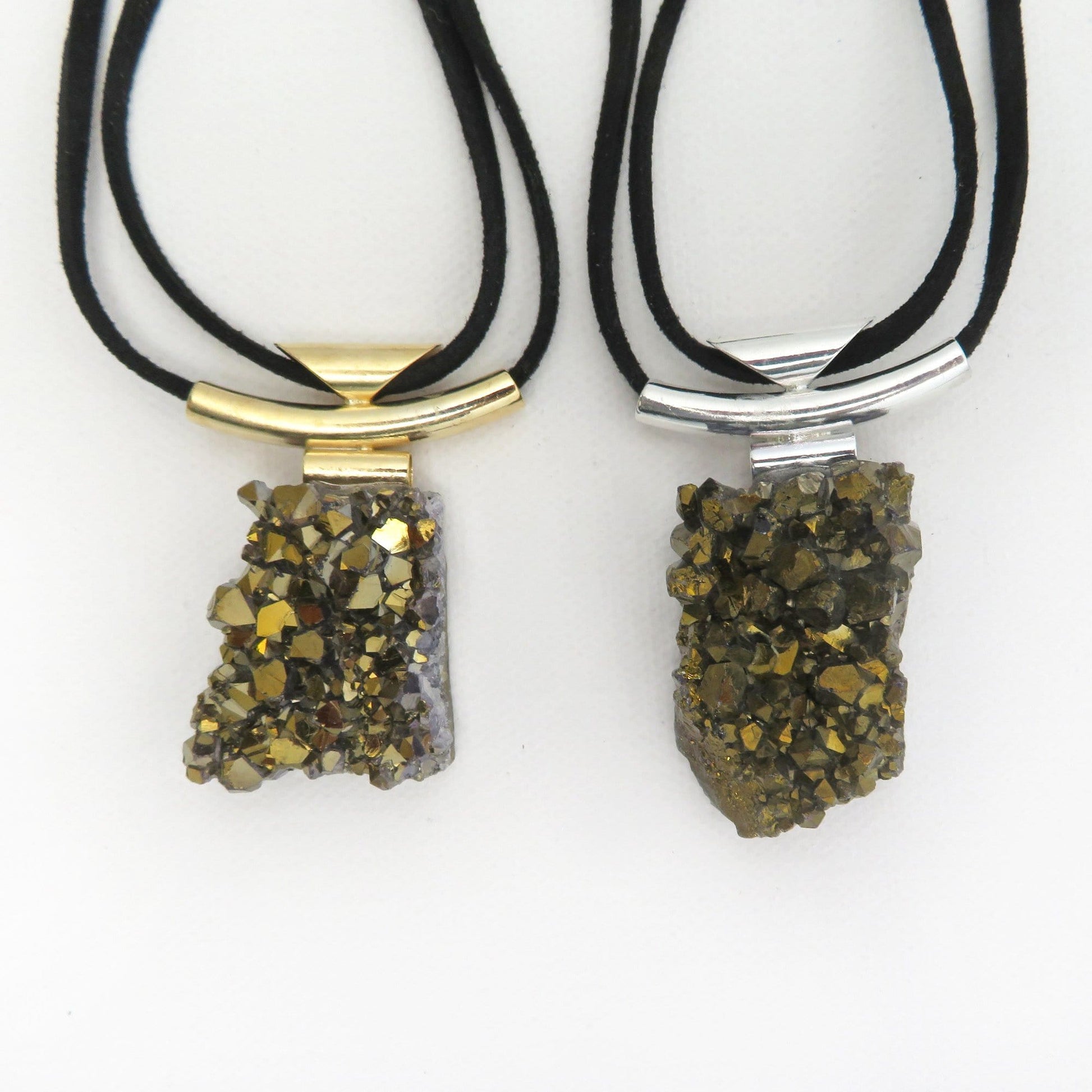 necklaces available in silver or gold with a gold titanium finish