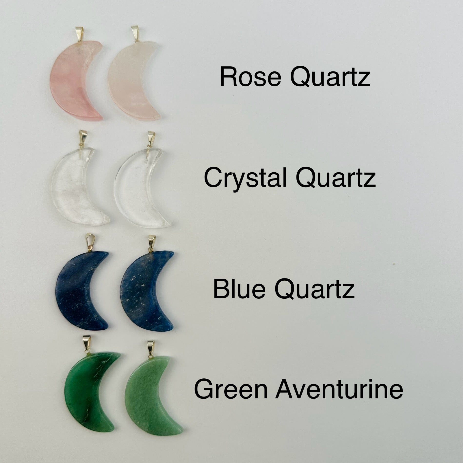 gemstone moon crescent next to its crystal name 