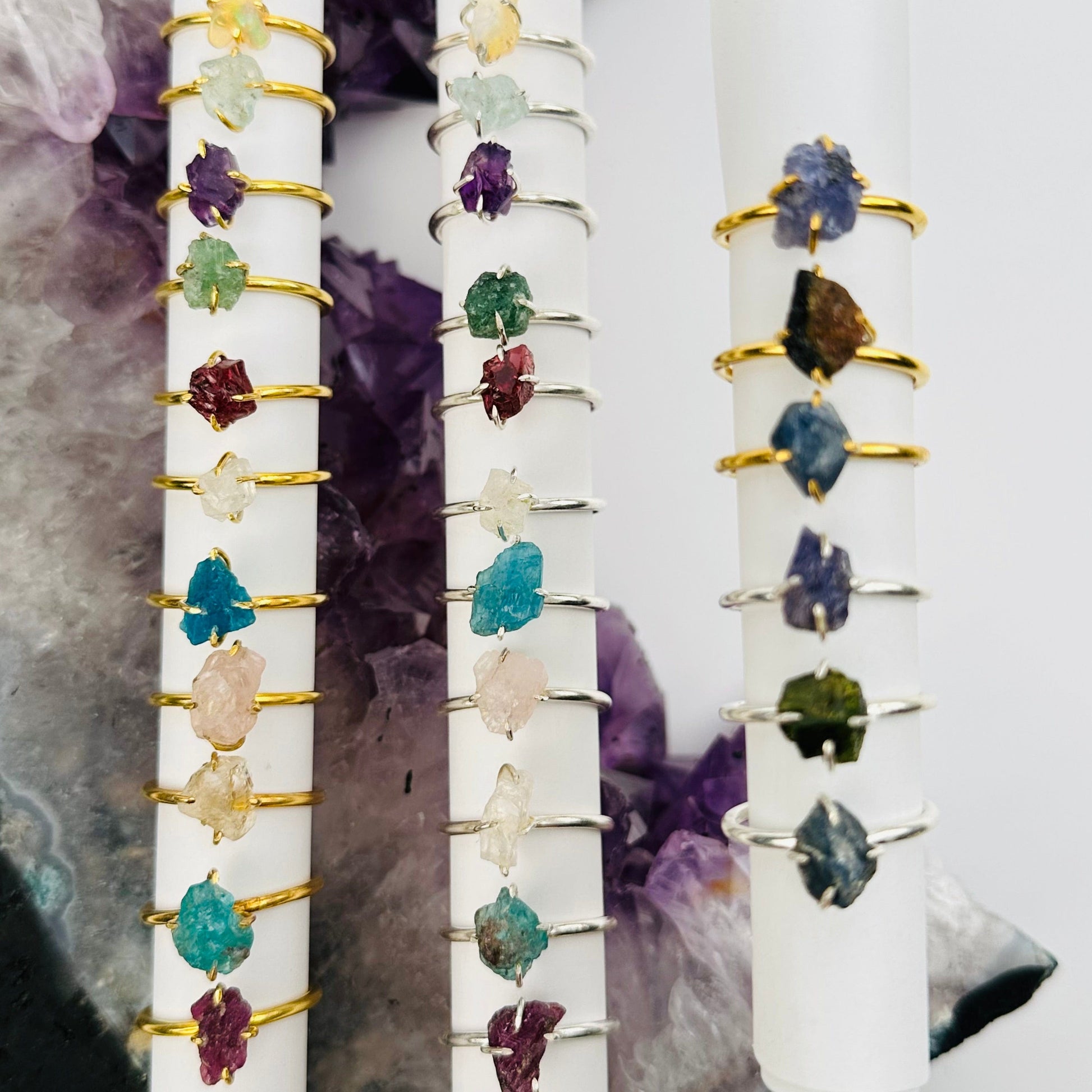 gemstone rings come in multiple crystal types 