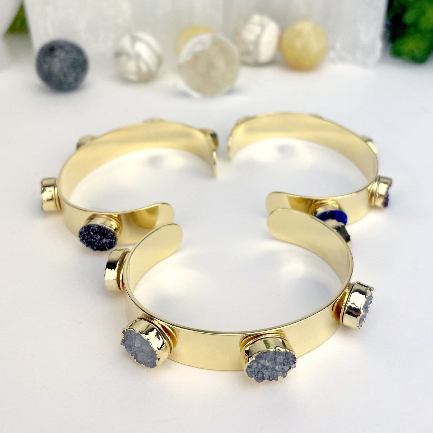 front, side and back view of the bracelet cuffs 
