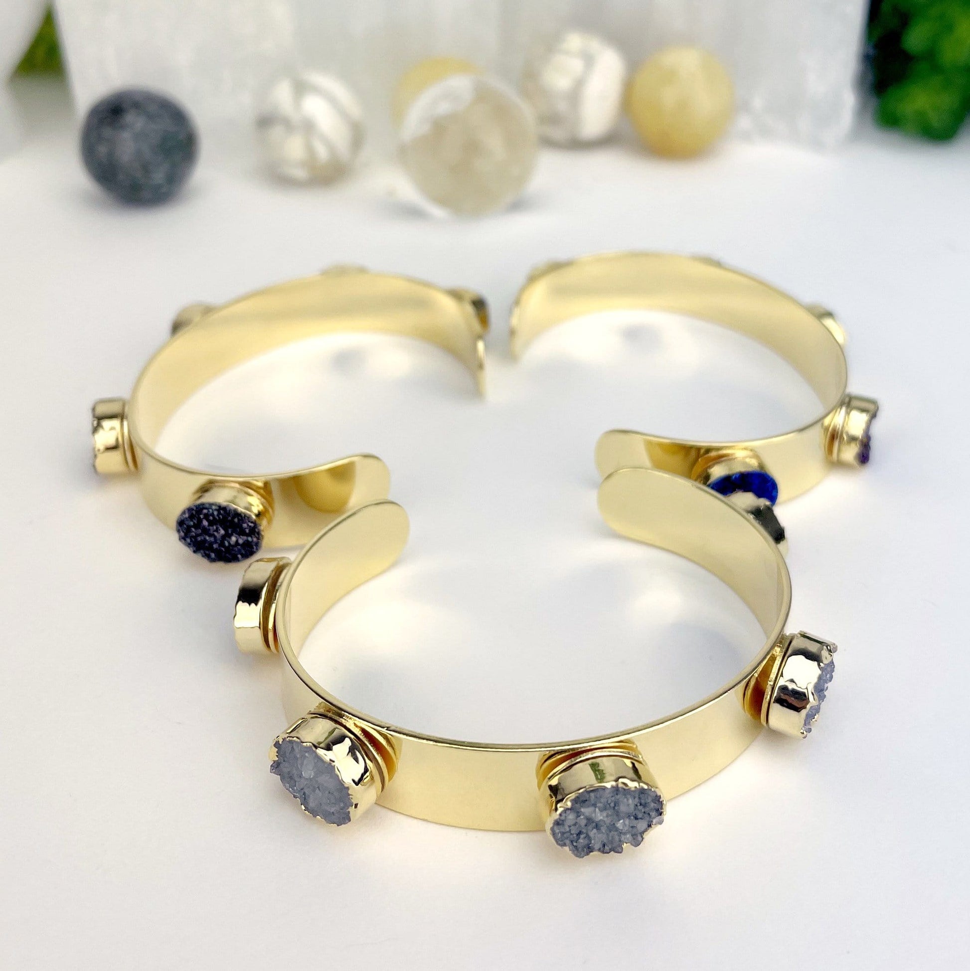 front, side and back view of the bracelet cuffs 