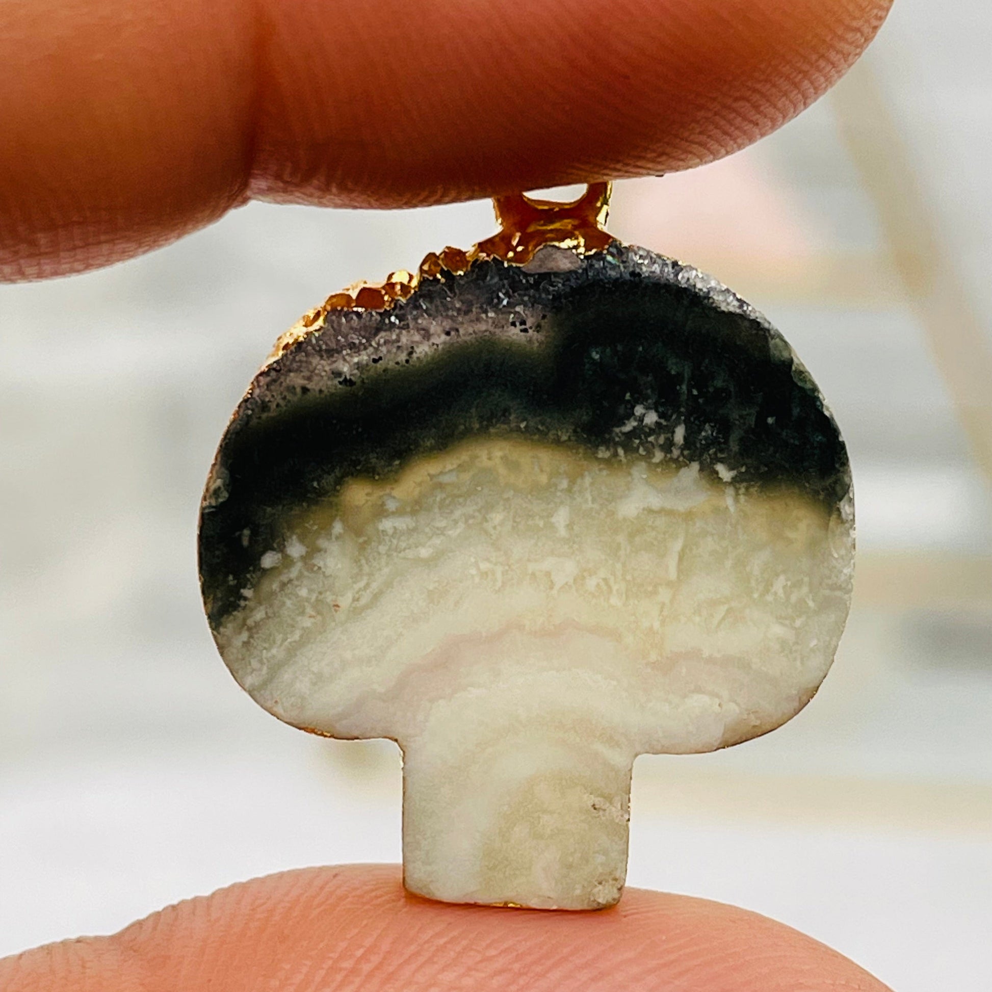 close up of the details on the amethyst mushroom slice