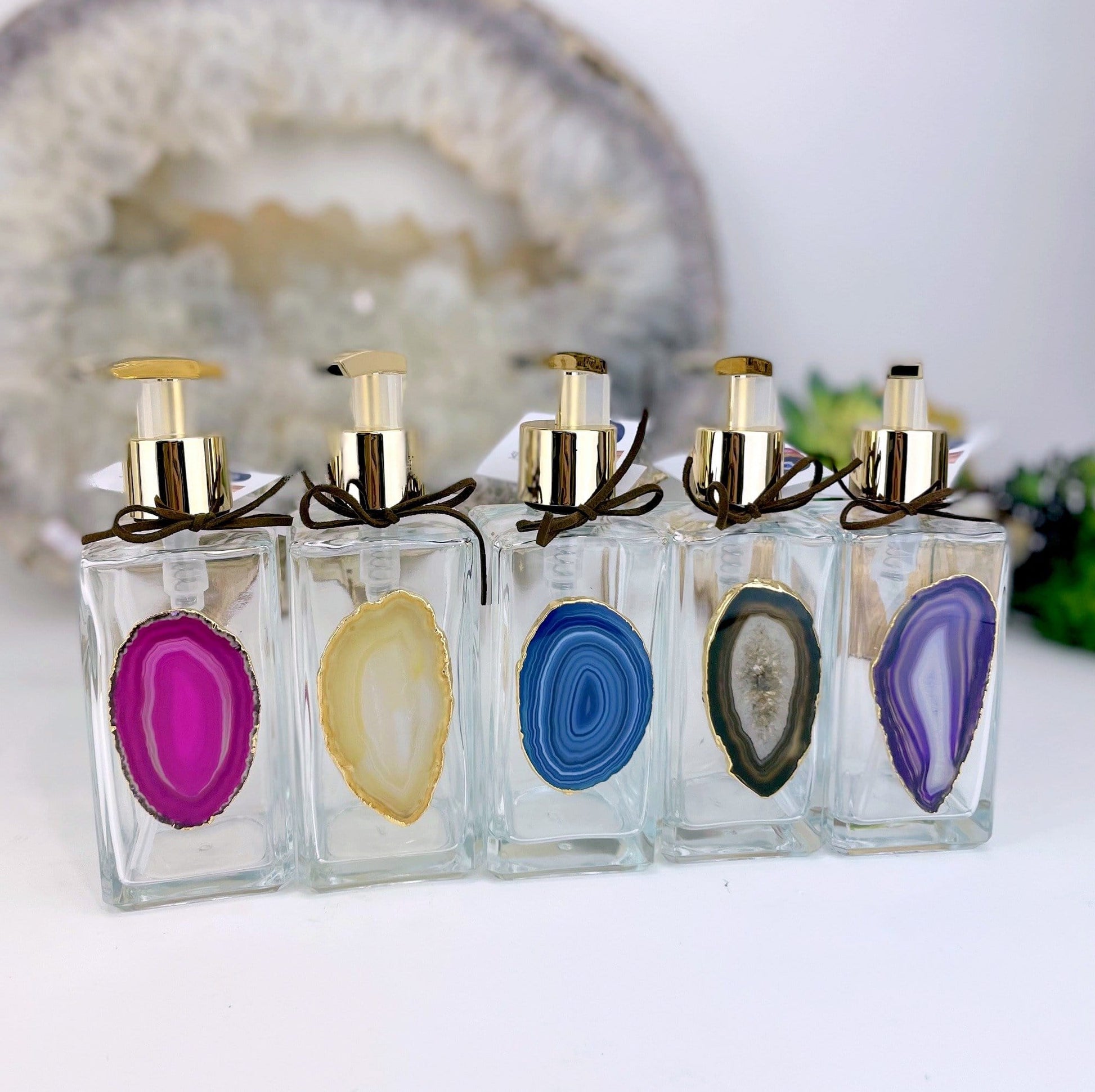 all of our variety for Agate soap dispensers are being displayed in this picture.