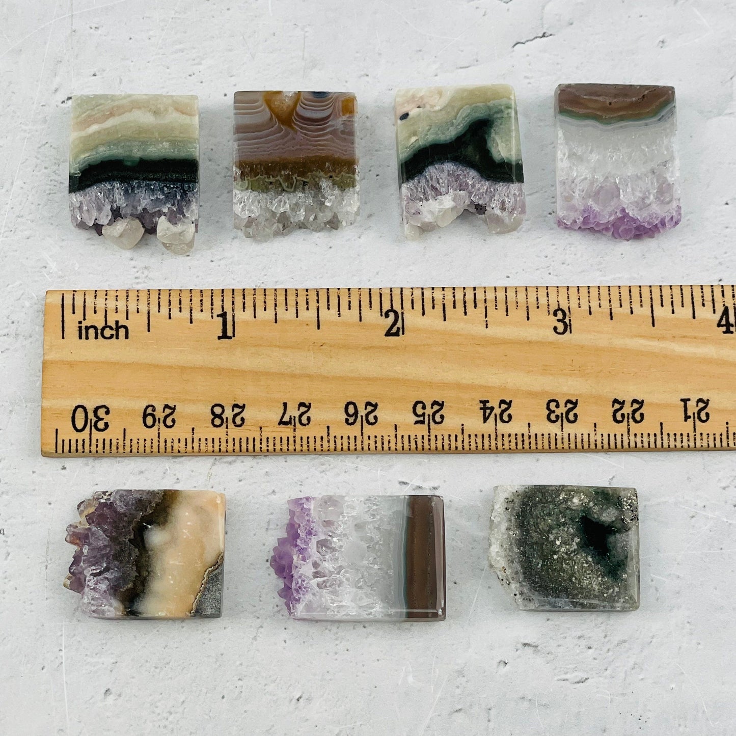 slices next to a ruler for size reference 