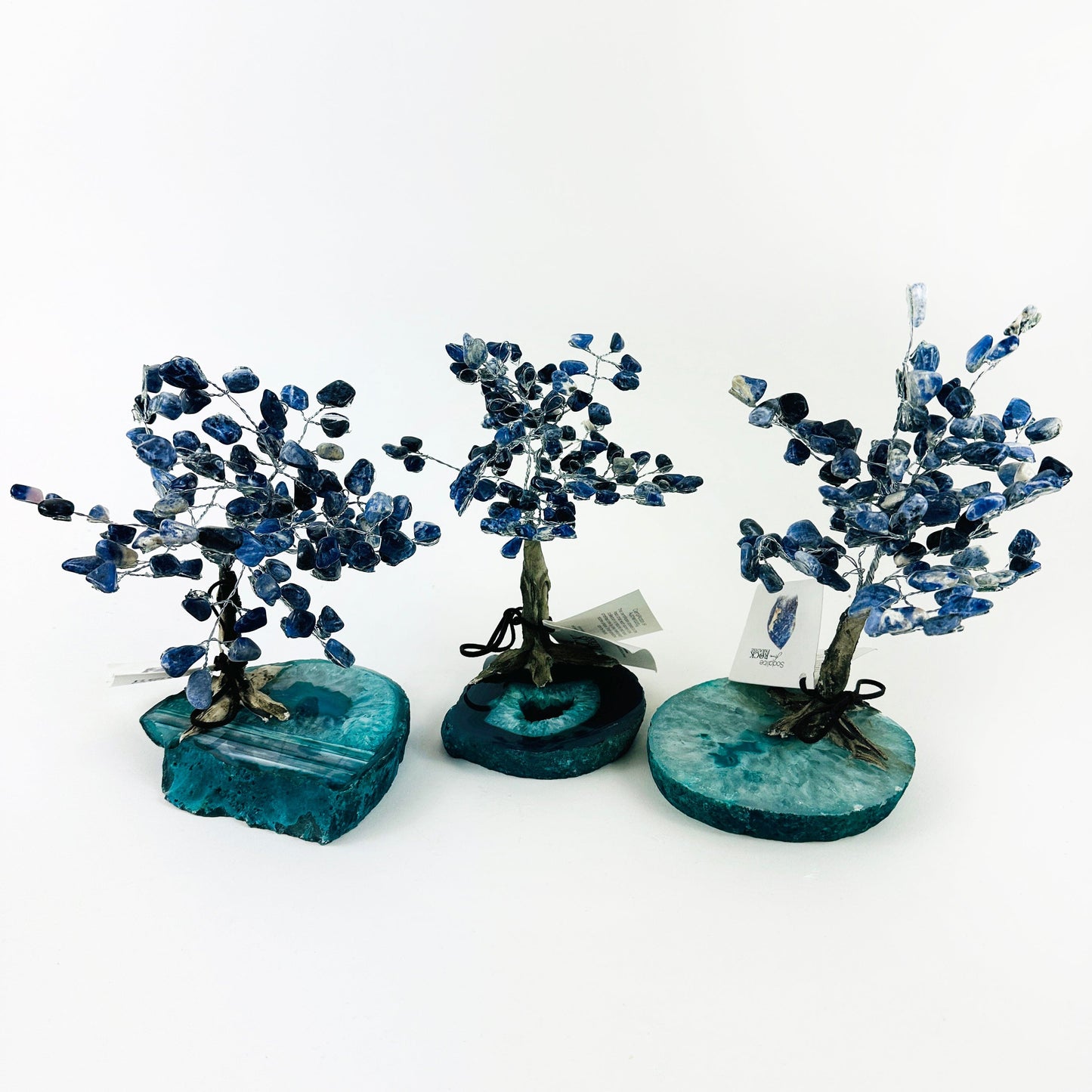 Sodalite Stone Tree  - Tumbled Stone Trees on Agate Slab