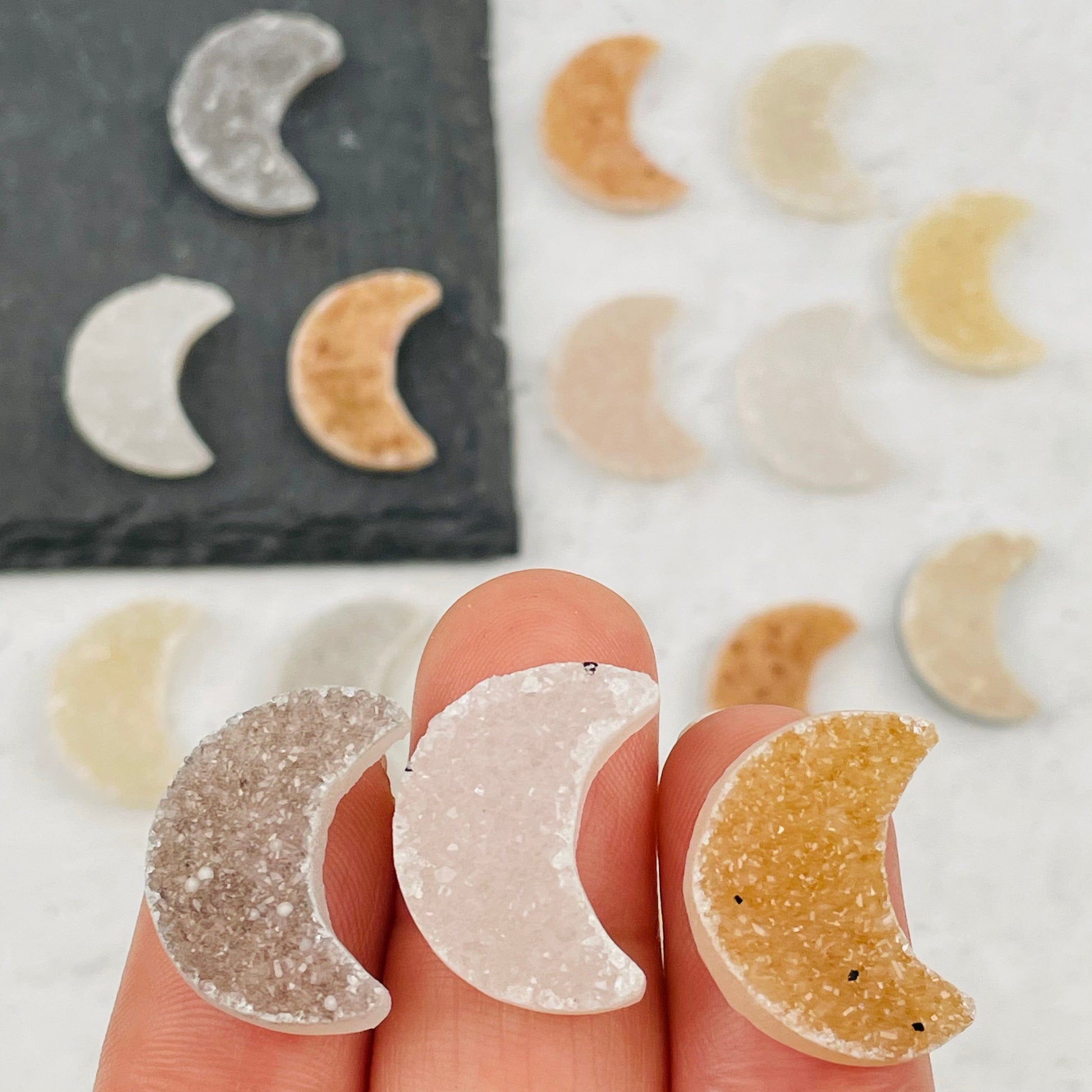 Druzy Moon Crescent Cabochons 22mm