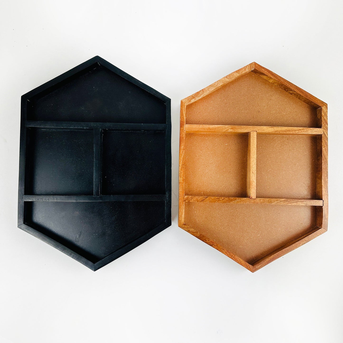 Crystal Display Wood Tray  in brown and black