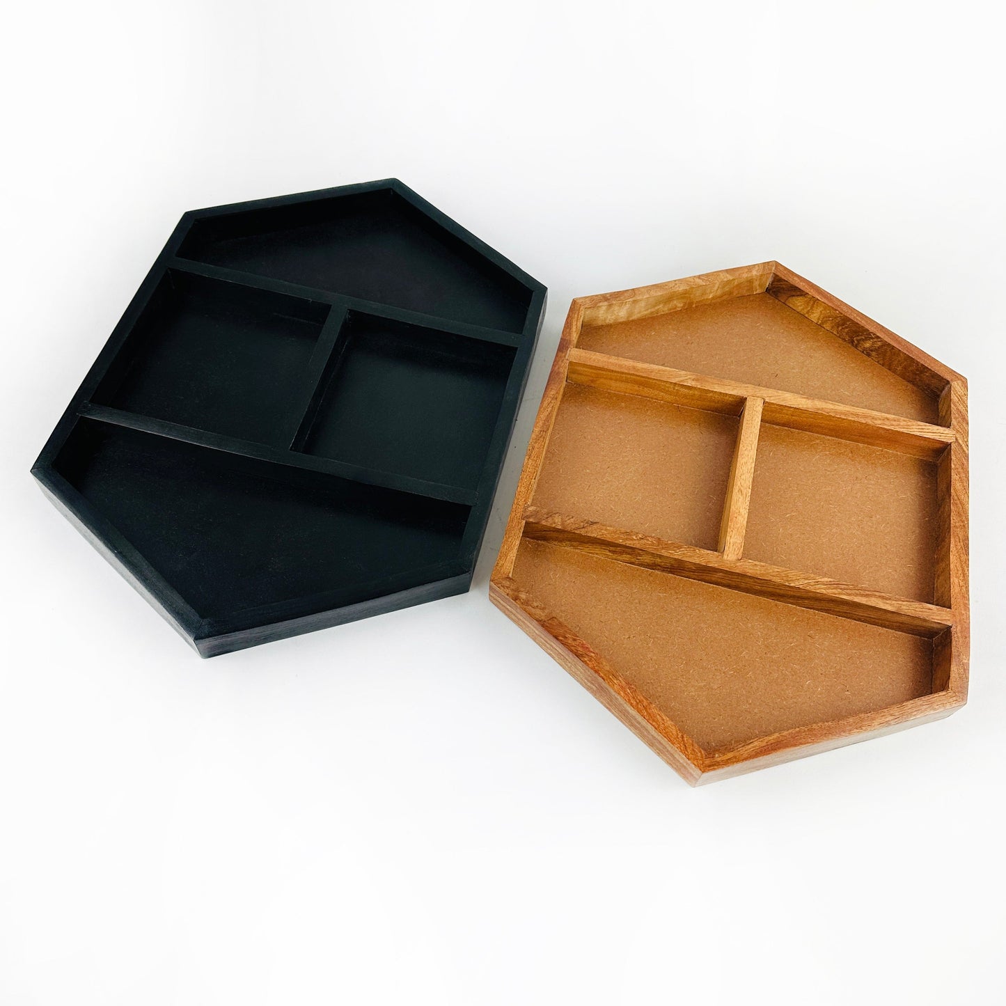 Crystal Display Wood Tray in brown and black