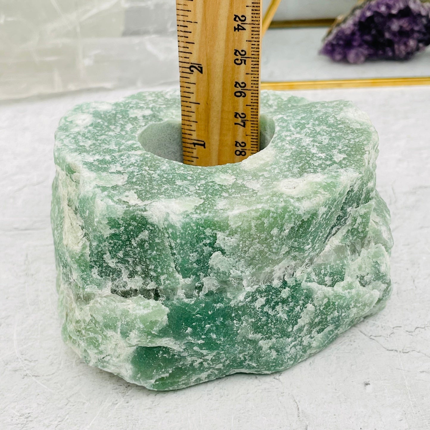 close up of the depth in the candle holder space 