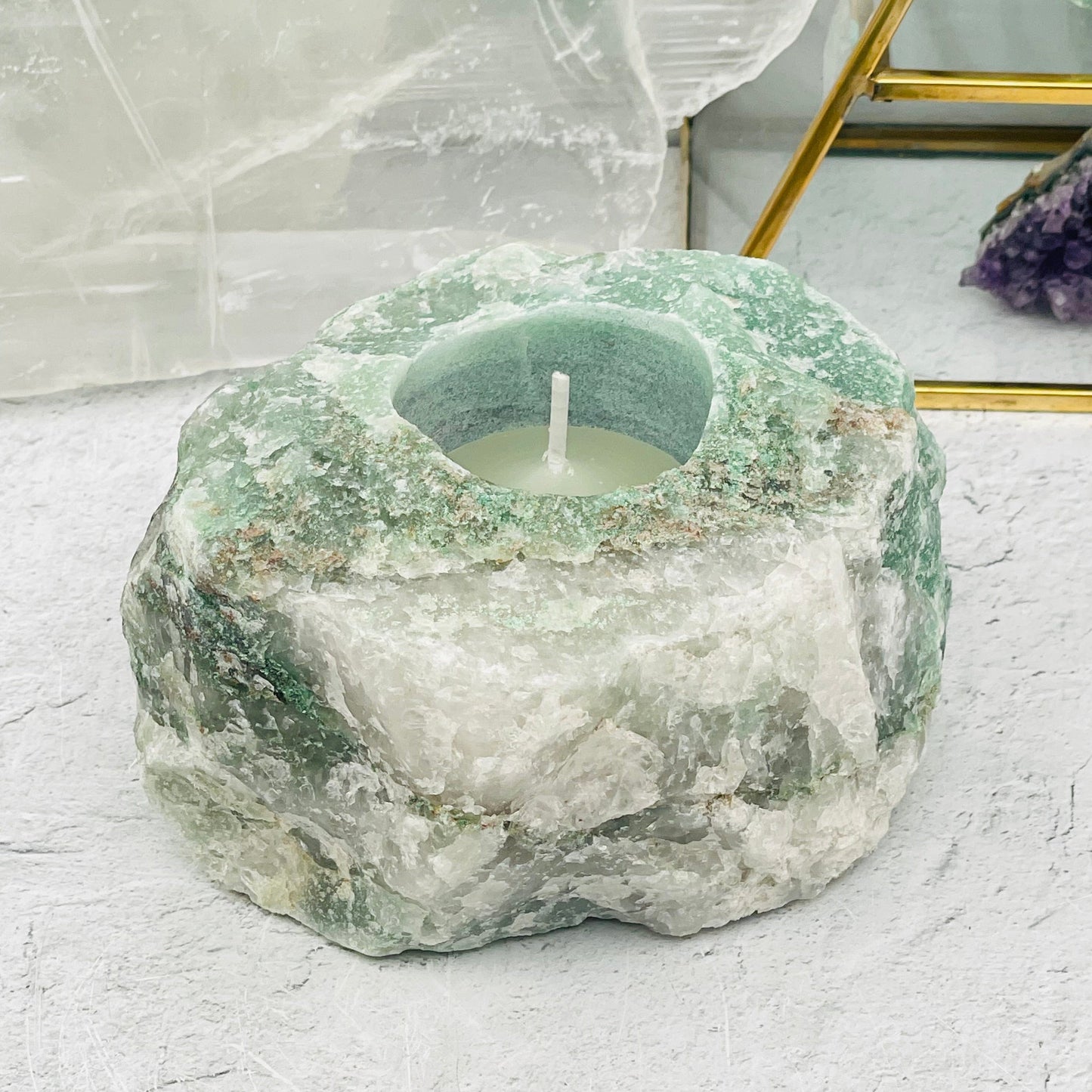close up of the details on this candle holder