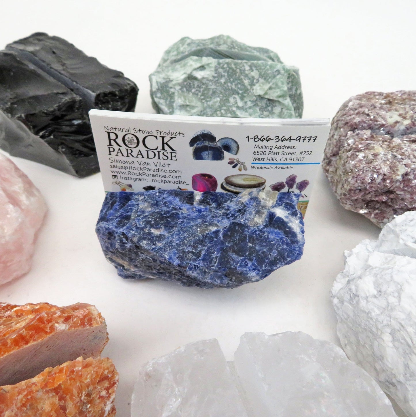 Natural Stone Business Card Holder - Large Gemstone Display
