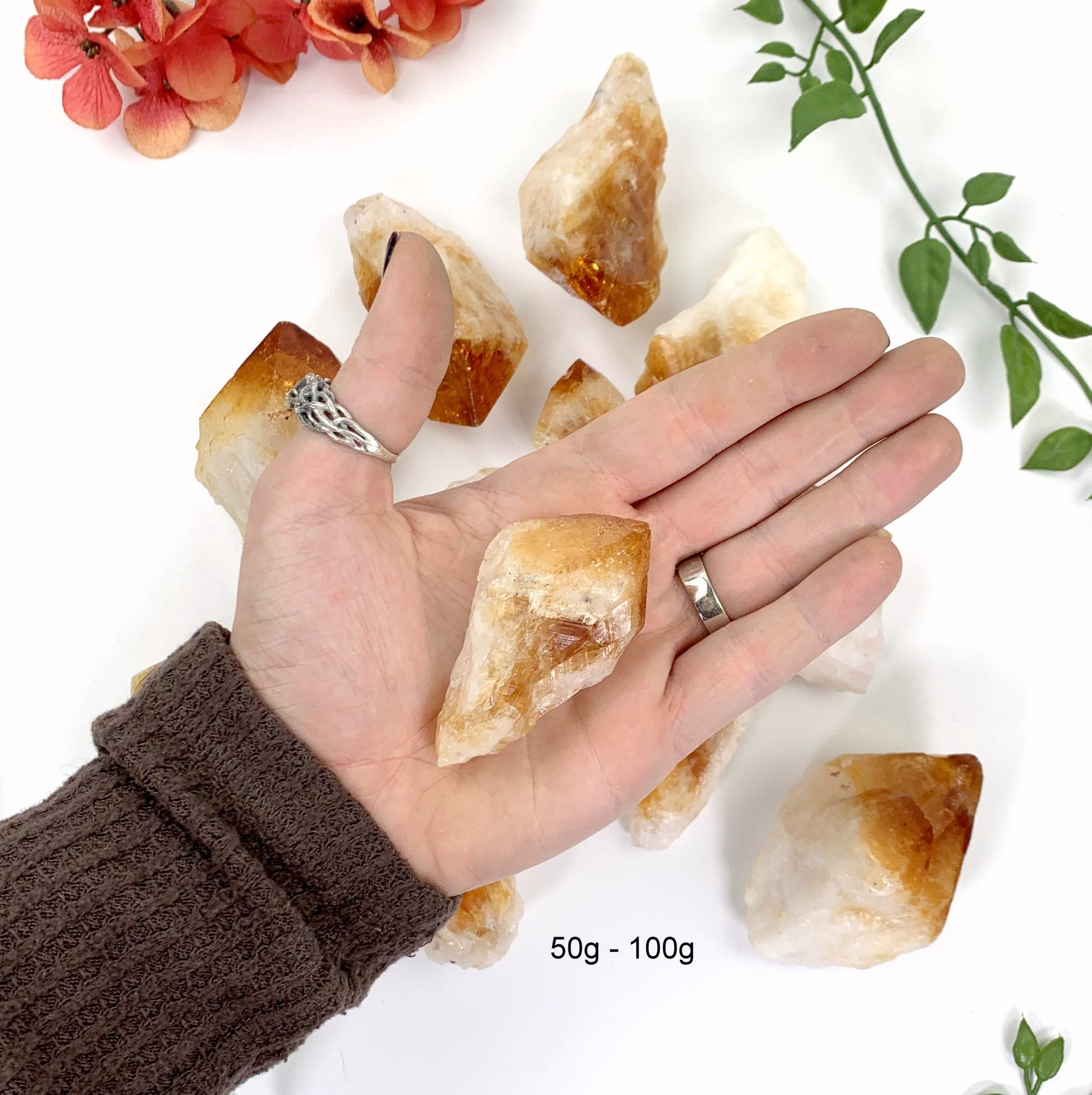 High Grade Citrine Points - large one in a hand