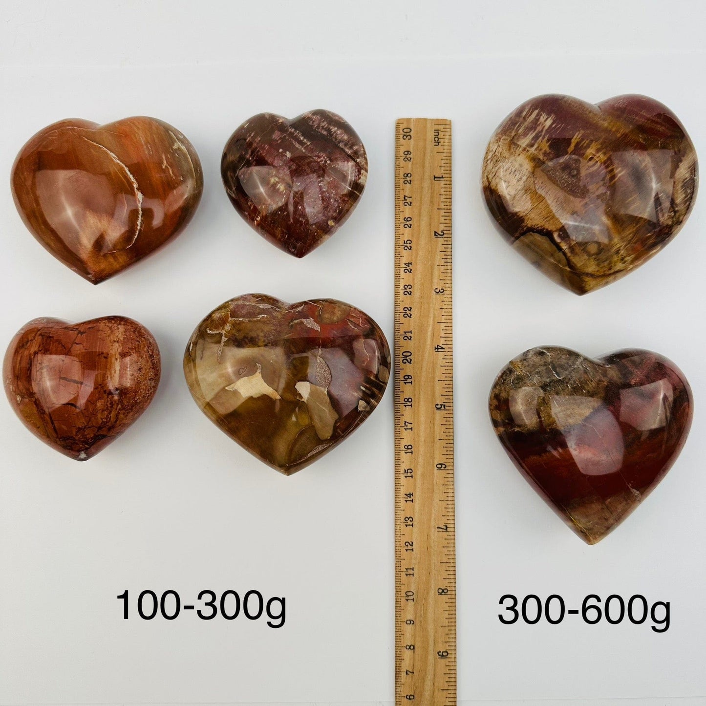 hearts sold by weight. displayed next to a window for size reference 