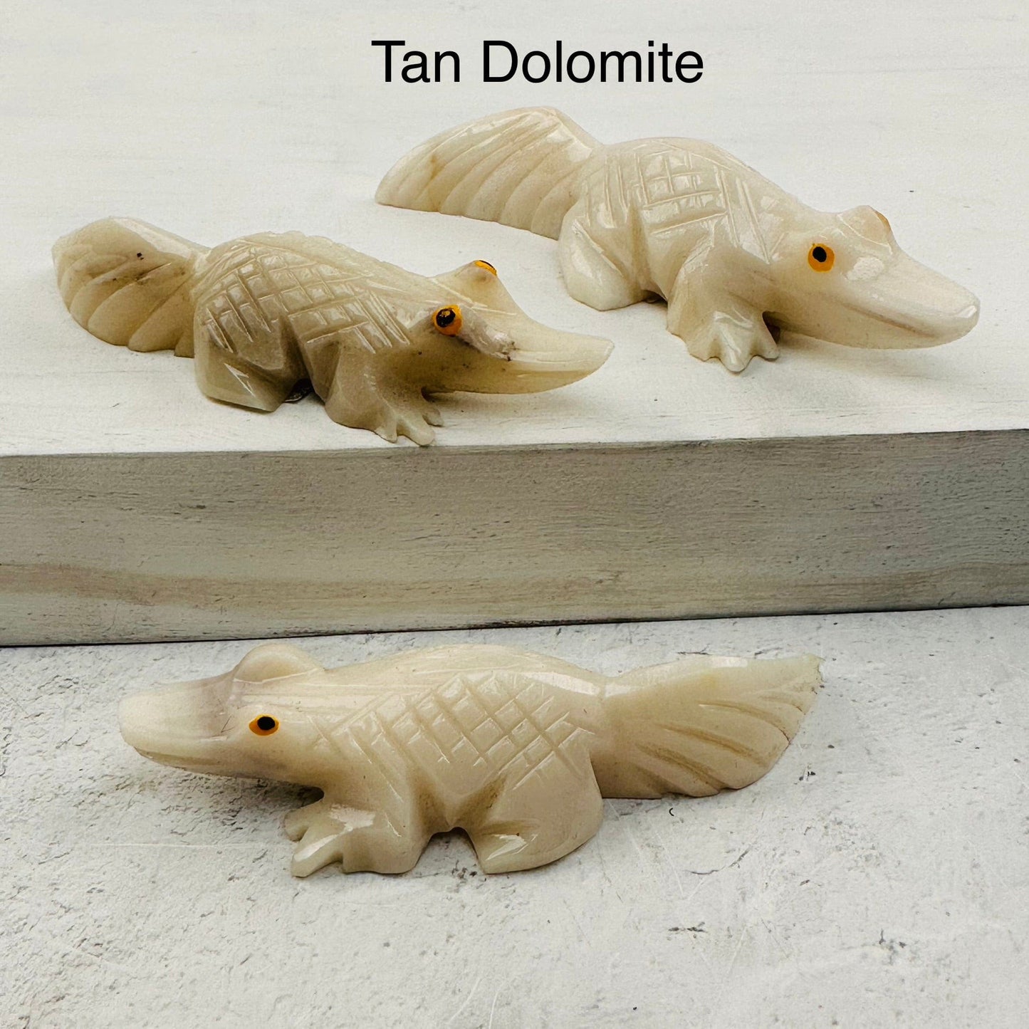 Dolomite Carved Crystal Alligator - You Select the Color - available in tan