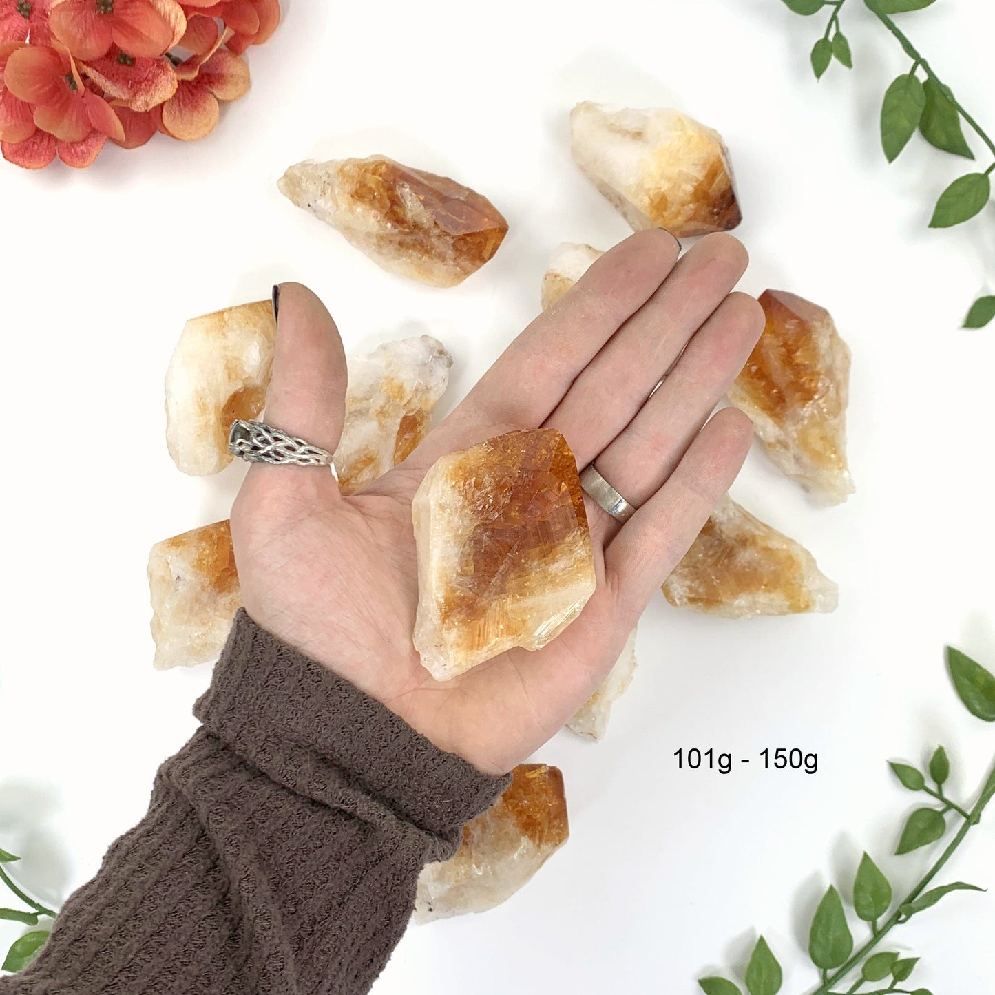 High Grade Citrine Points - in a hand