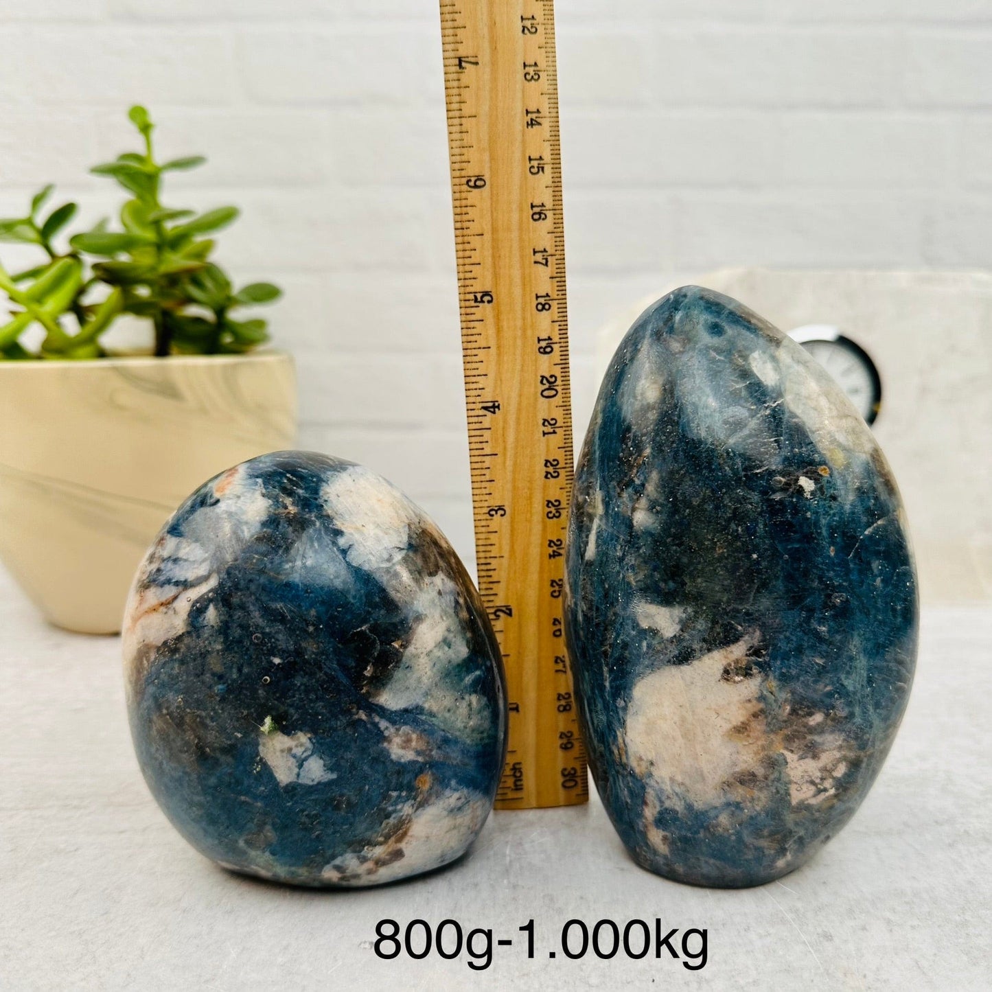 Dumortierite Cut base - By Weight - next to a ruler for size reference 
