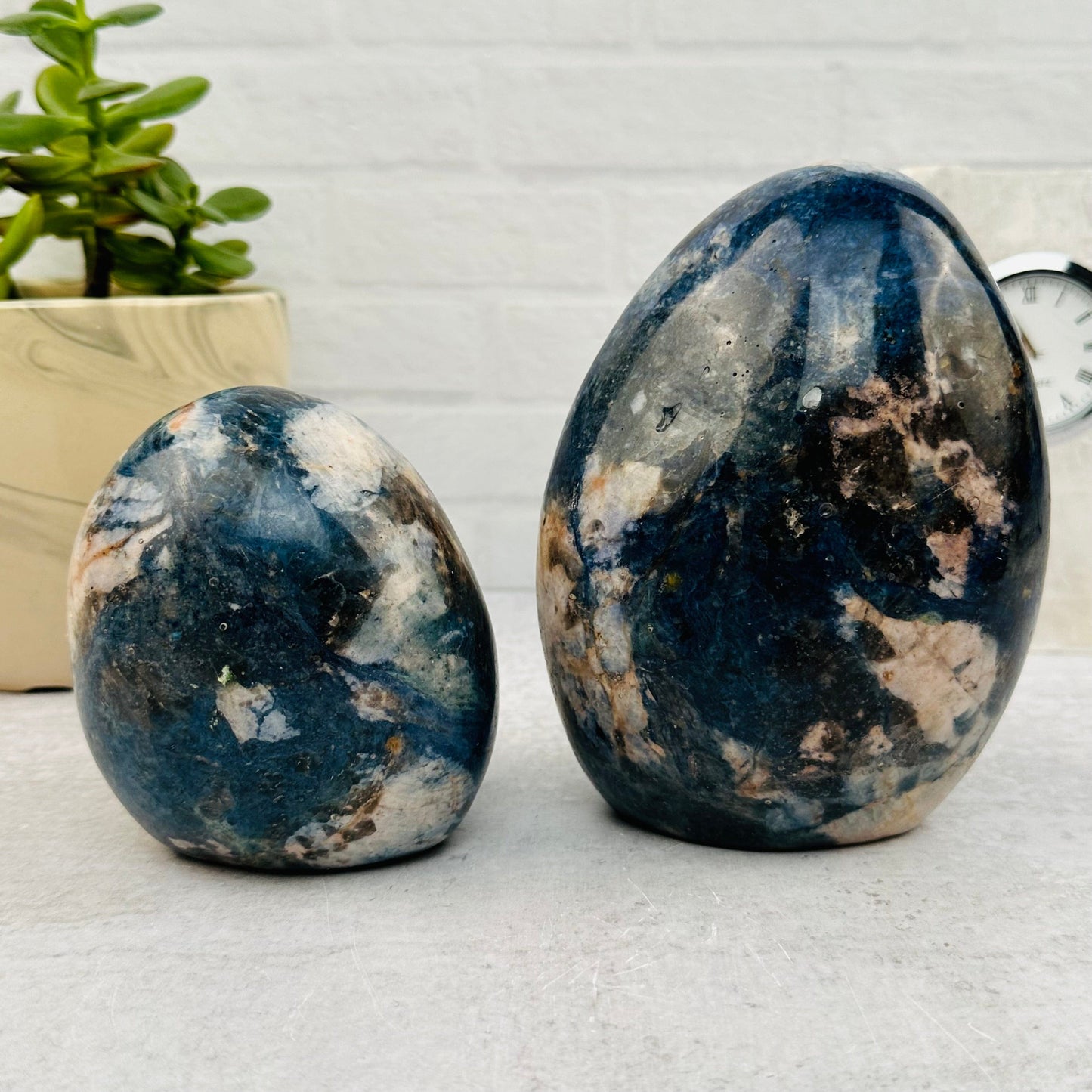 Dumortierite Cut base displayed as home decor 