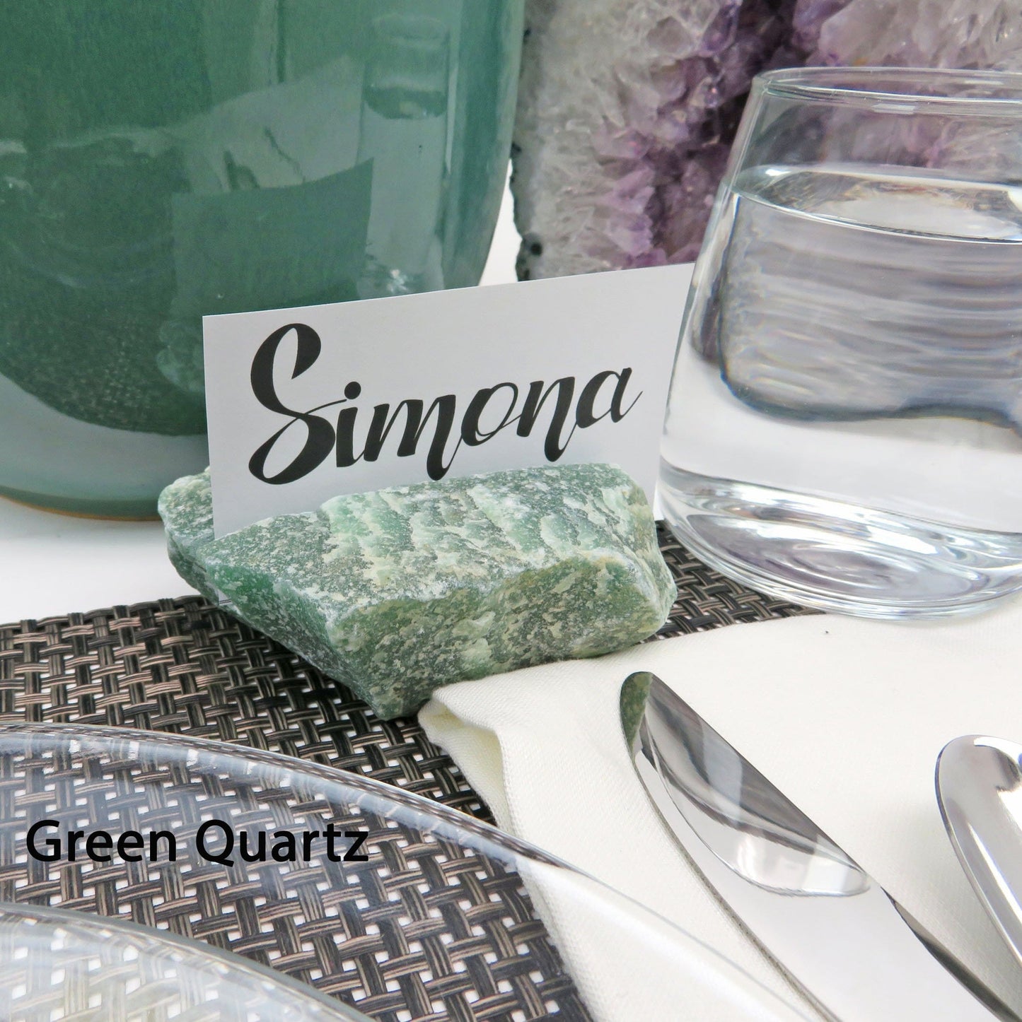 Products Natural Stone Place Card Holder -  one with name card in it