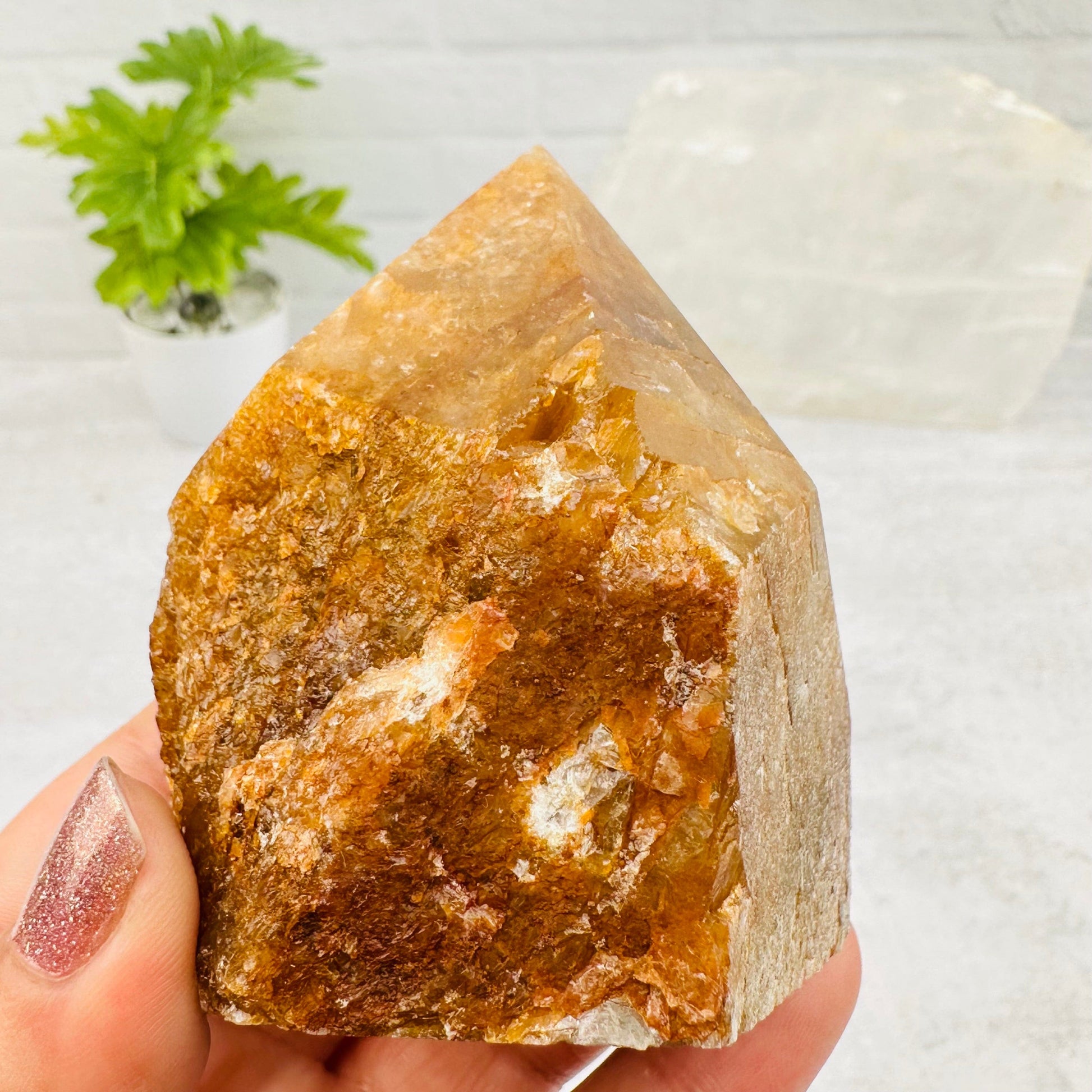 close up of the details on this golden healer point 
