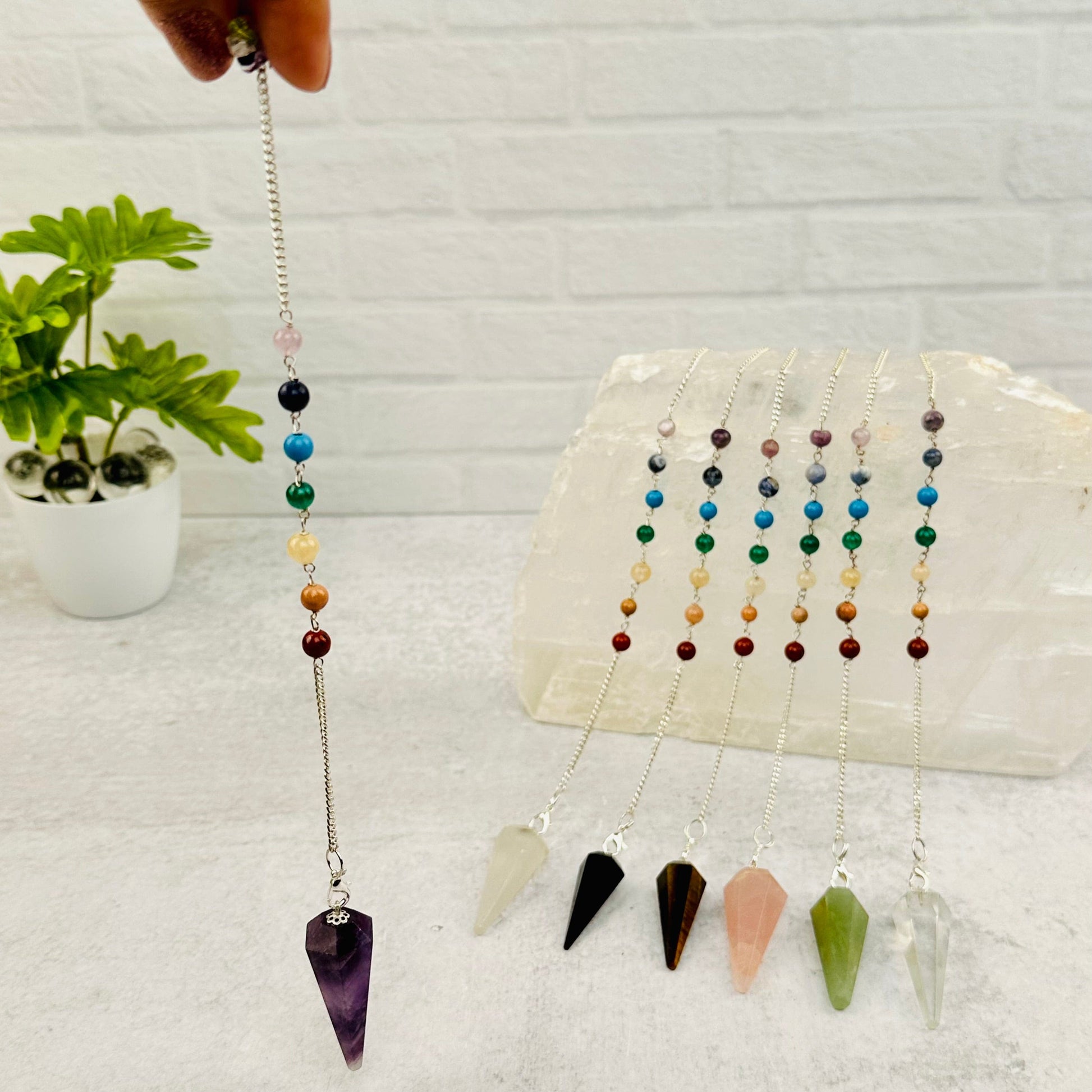 Crystal Pendulum on Chakra Chain you select the pendulum crystal type