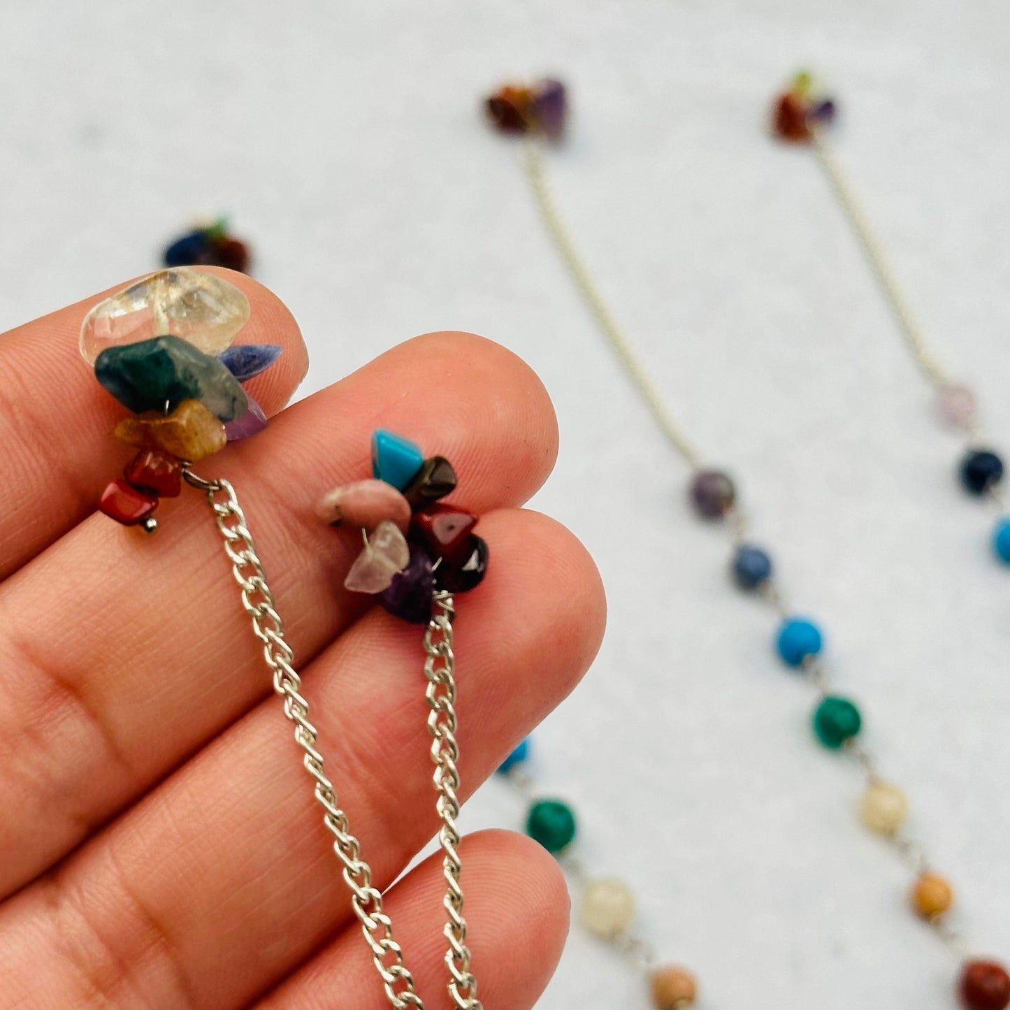 top of the chain comes with chakra tumbled stones 